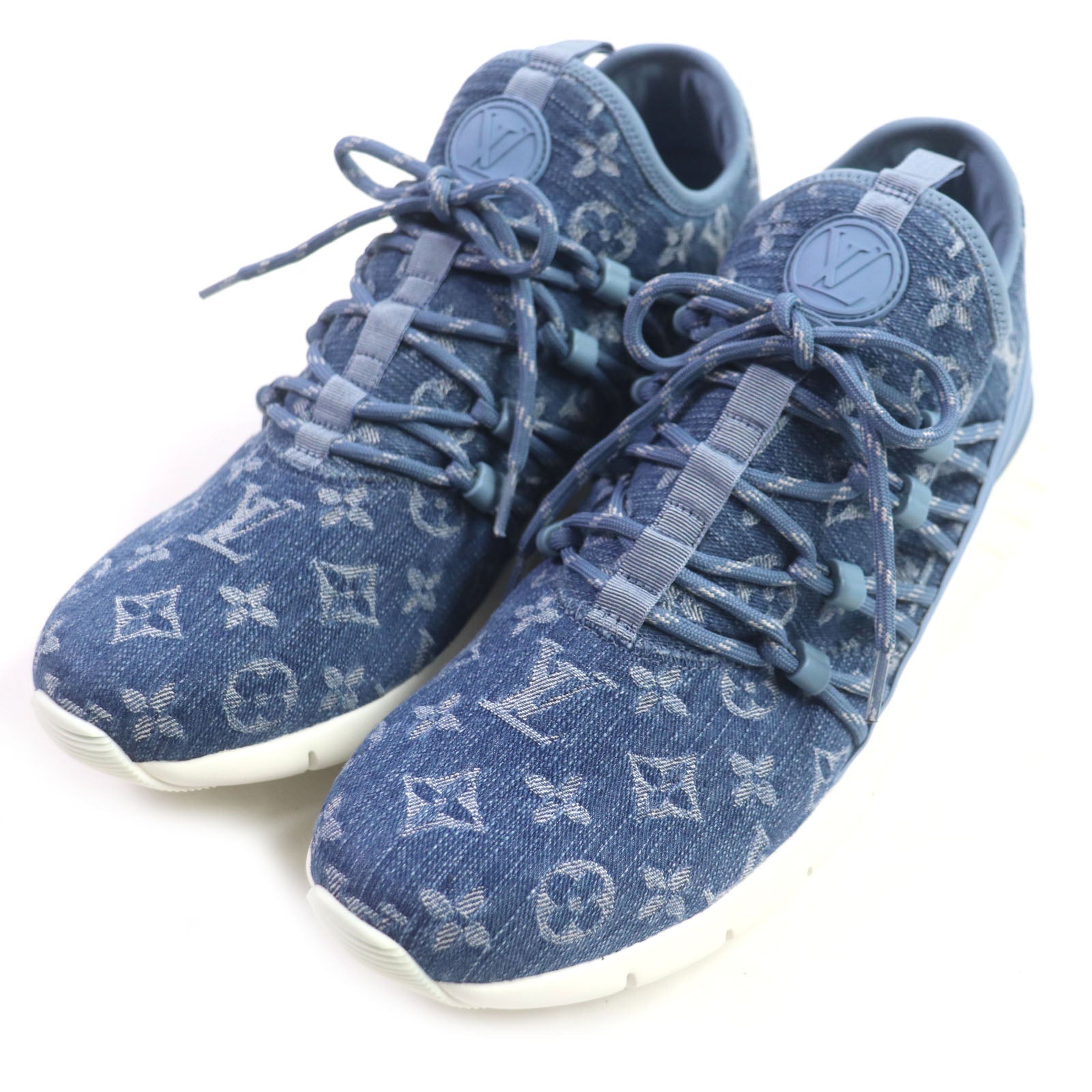 LOUIS VUITTON sneakers Monogram denim blue Fast lane line 6 1/2