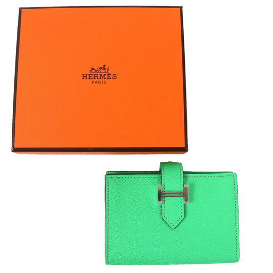 HERMES name card holder Chevre Misol Green , Vert Comics Bean mini