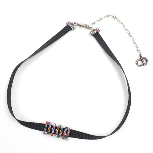 Christian Dior choker Fabric, Rhinestone, Metal Black multicolor Women