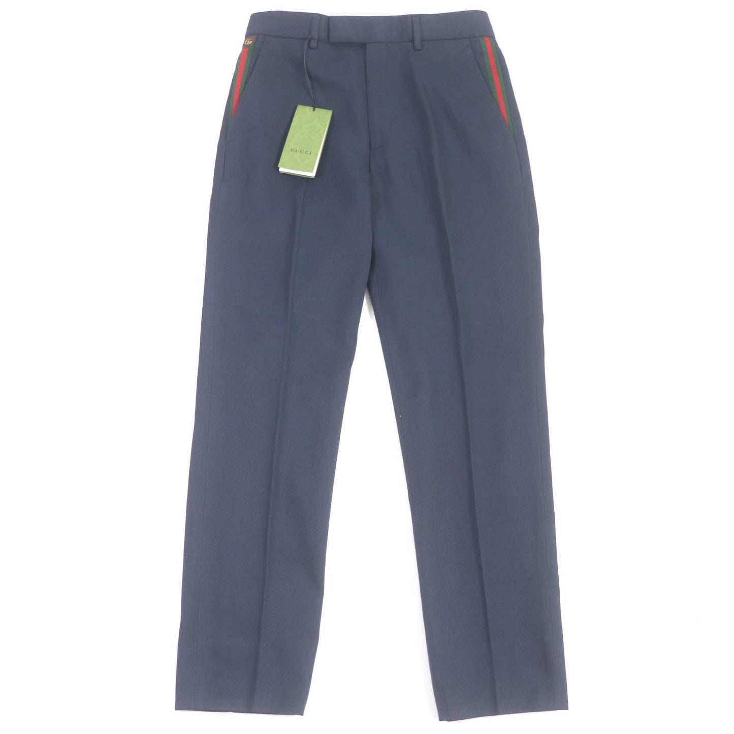 GUCCI slacks 668588 Outer: 100% cotton, Lining: 100% cupra, Part: 46% acrylic, 46% wool, 8% polyester, Part: 100% cowhide Navy mens 46