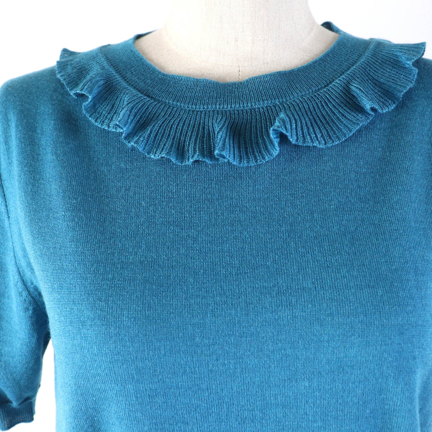 PRADA Short sleeve knit P24I0F Main: 75% wool, Main: 25% silk blue Women 42