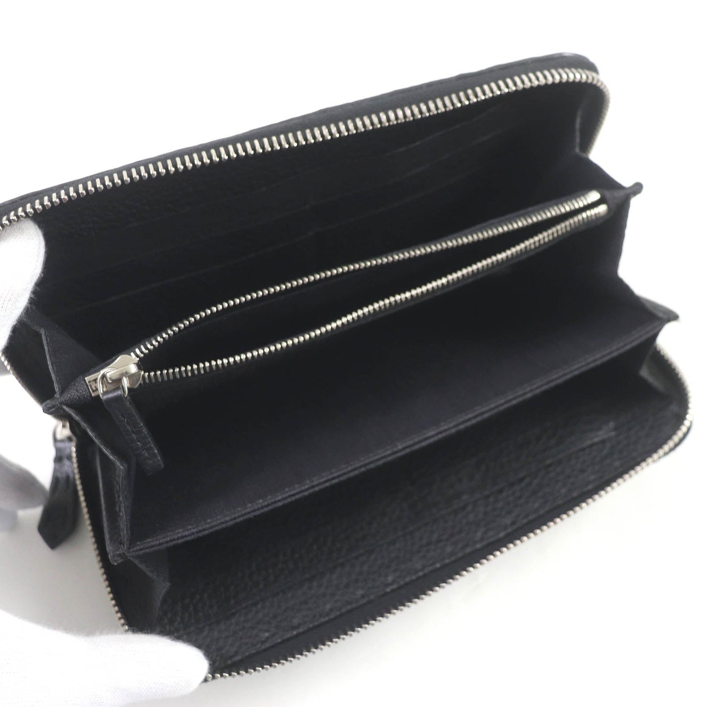 FENDI Long Wallet Purse 7M0210 Main: Leather black Celeria mens