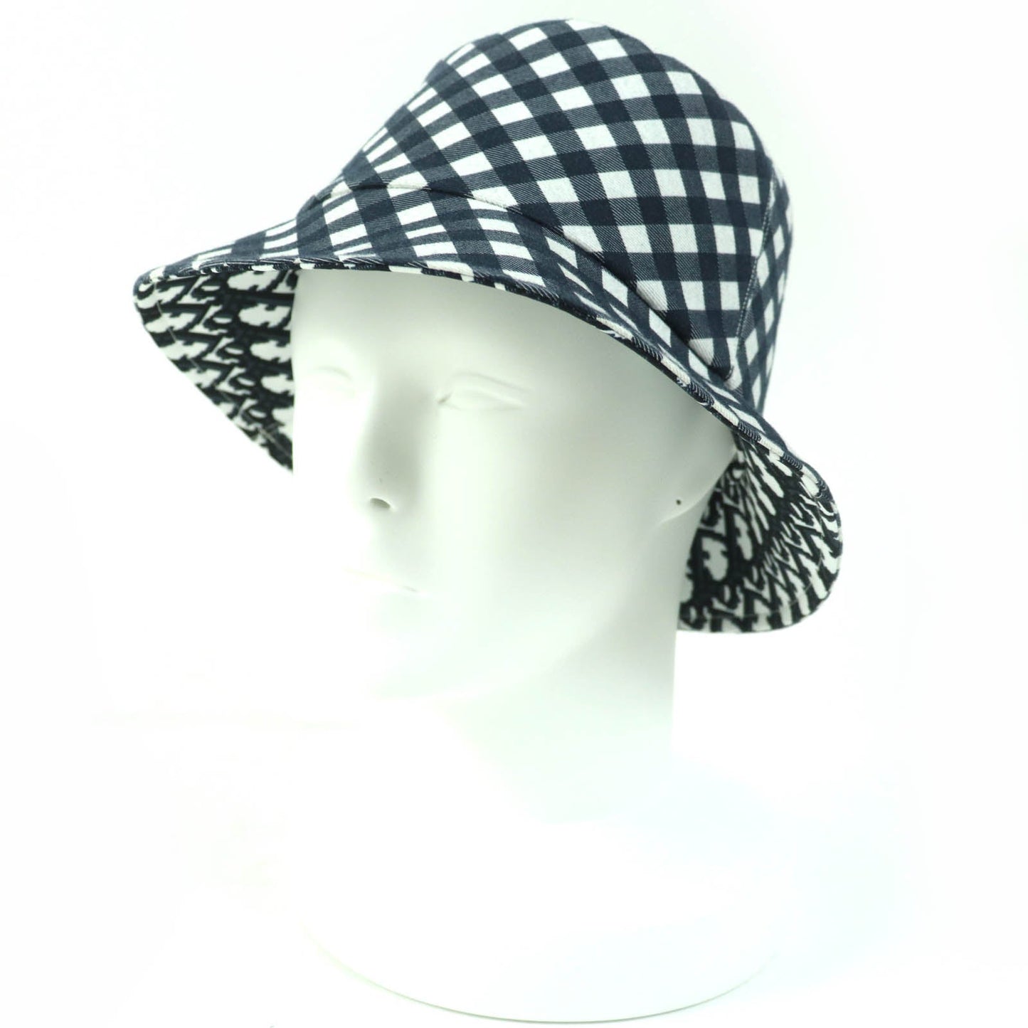 Christian Dior hat 22VIC923I130 Main: 49% polyester, Main: 46% cotton, Main: 5% polyurethane, Lining: 49% polyester, Lining: 46% cotton: 5% polyurethane Navy Ivory Women 56