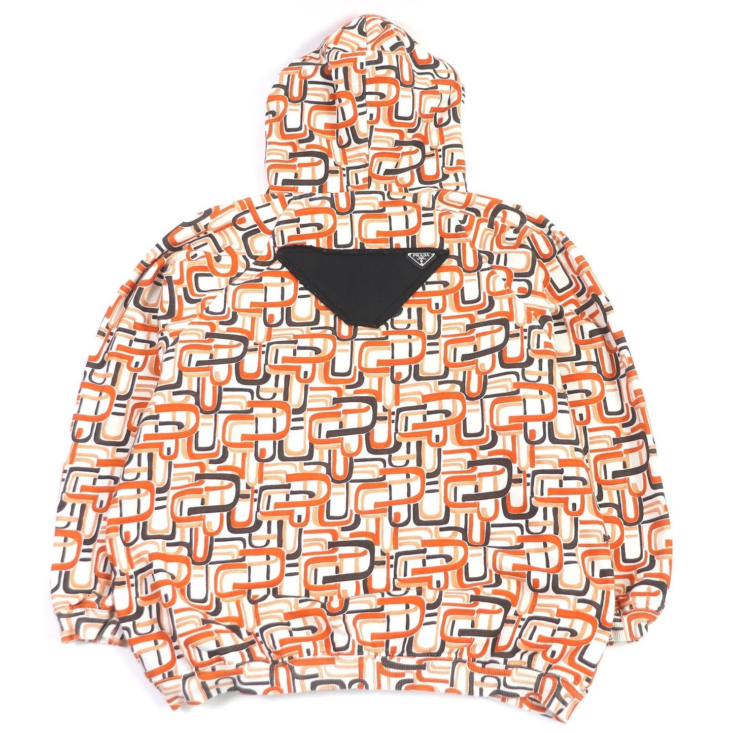 PRADA Hoodie 134628 Main: 100% cotton, Part: 95% cotton, Part: 5% elastane (polyurethane), Part: calf leather Orange mens M