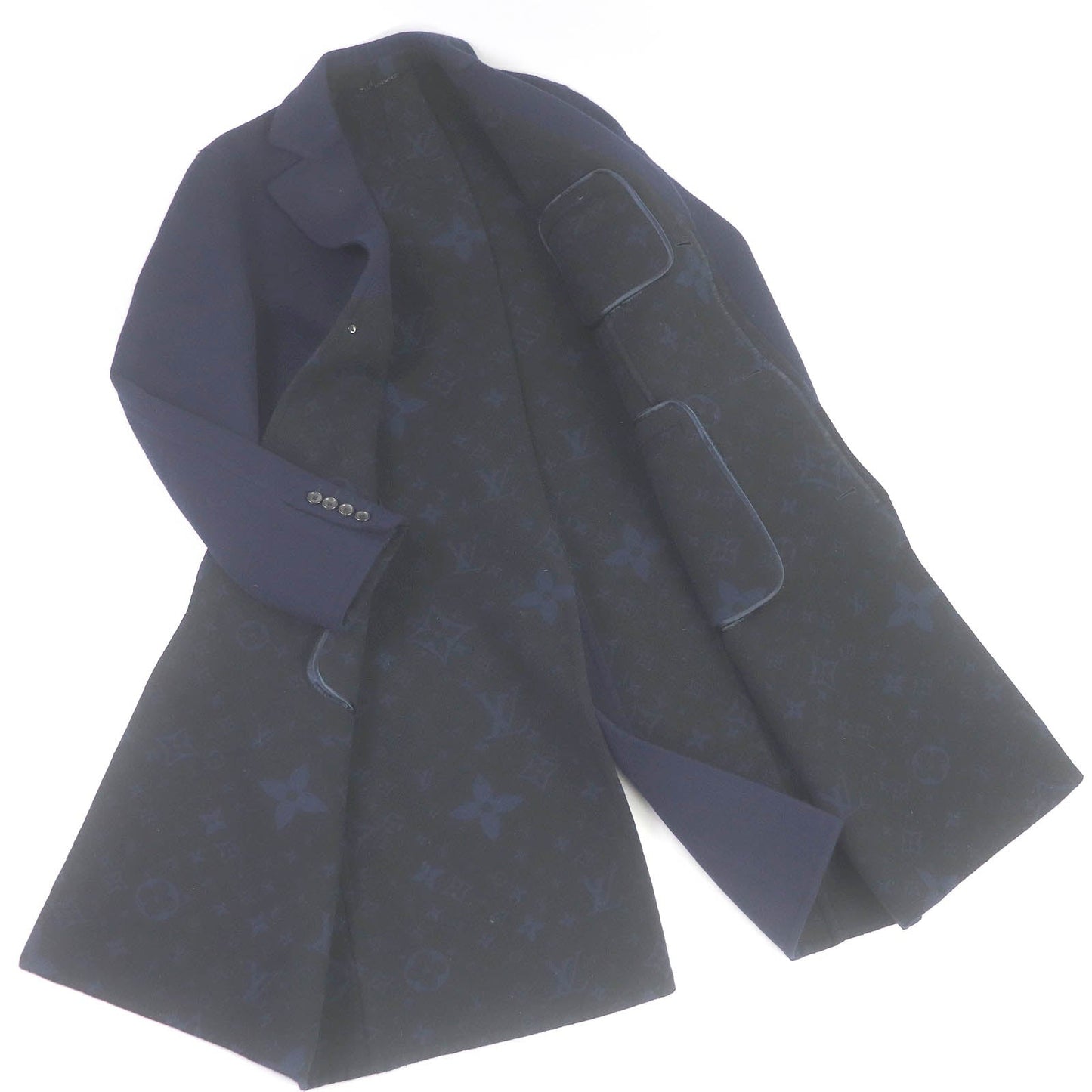 LOUIS VUITTON Chester coat HJC55E Outer: 100% wool, Lining: 72% cupra, Lining: 28% cotton Navy mens 46