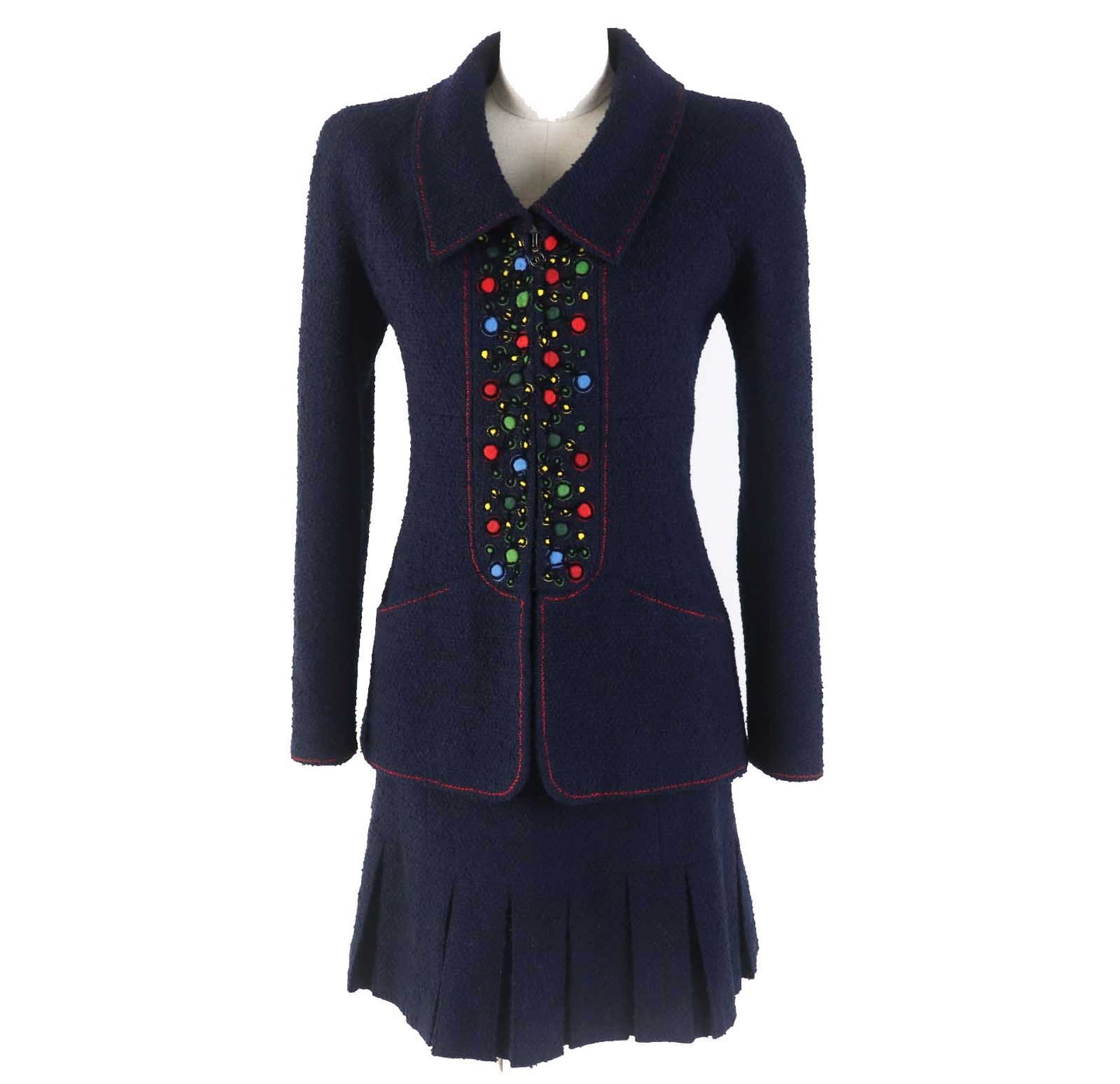 CHANEL setup 97A P09685 Outer: 88% wool, Outer: 12% nylon, Lining: 95% silk, Lining: 5% polyurethane Navy Women 36