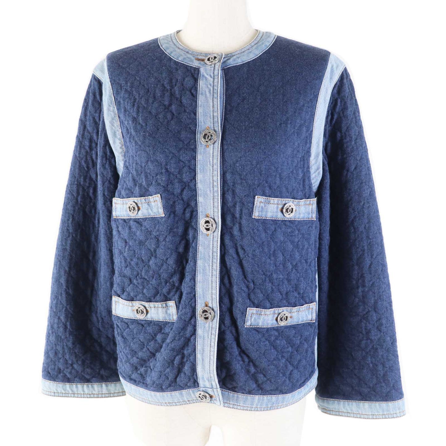 Chanel Cotton Viscose Rhinestone Button Jacket Classic Flap Tote