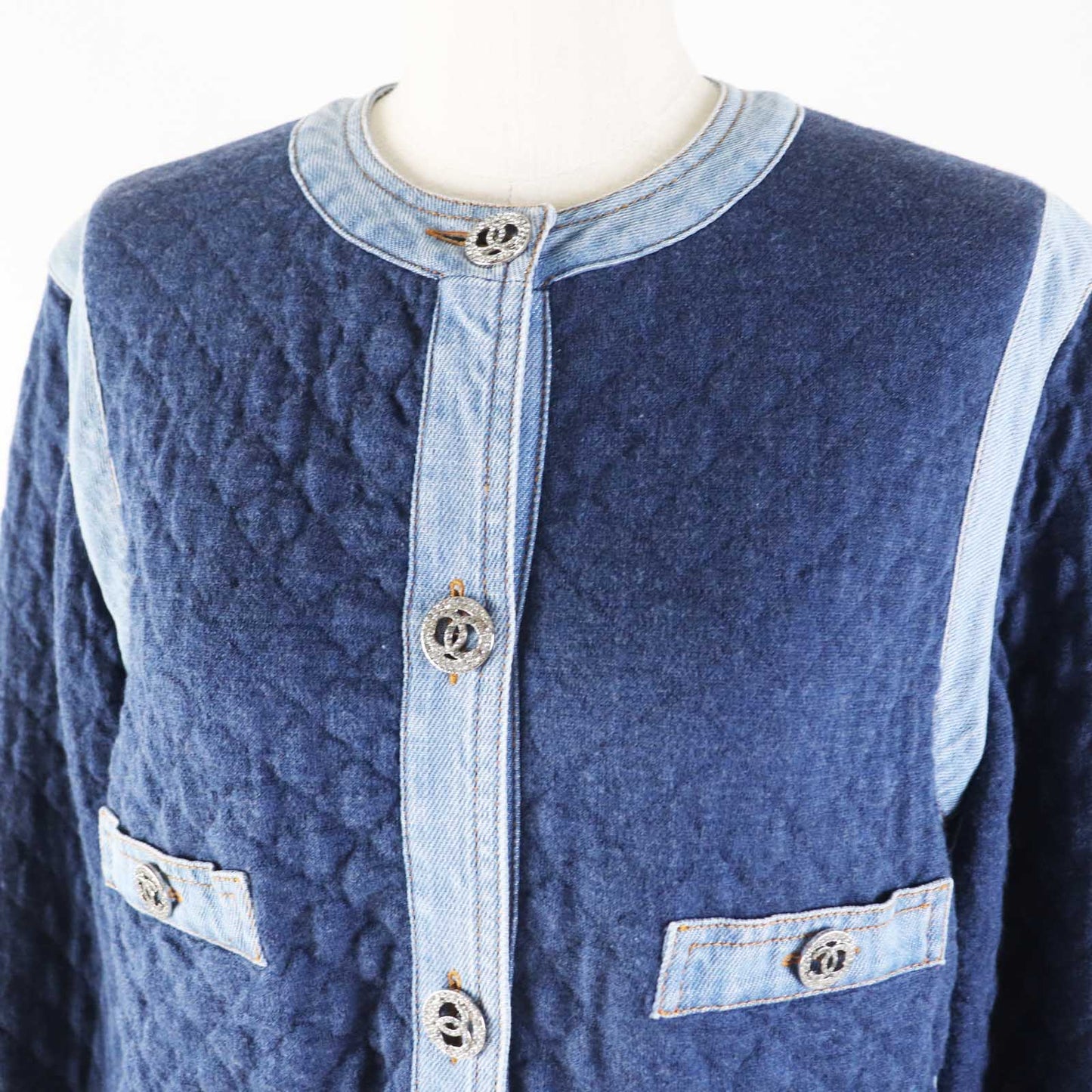 Chanel Cotton Viscose Rhinestone Button Jacket Classic Flap Tote