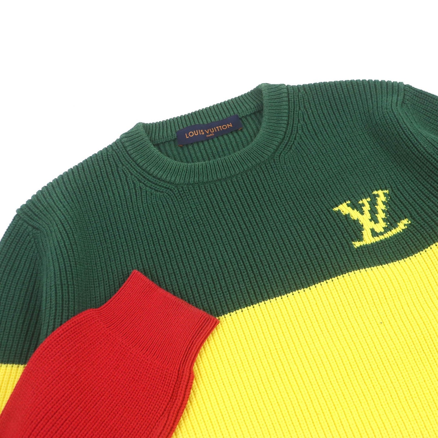LOUIS VUITTON sweater Main: 51% cotton, Main: 49% polyester Raster color Jamaican Striped Pullover mens M