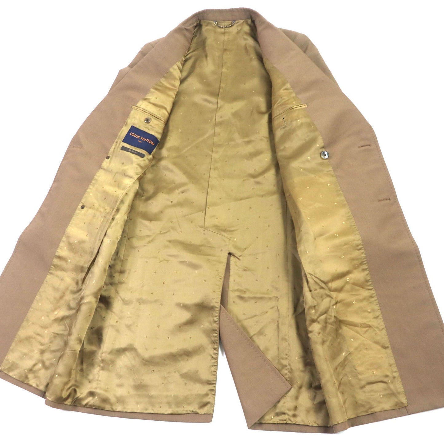 LOUIS VUITTON coat HGC70E Outer: 60% wool, Outer: 40% polyester, Lining: 82% cupra, Lining: 18% cotton Brown Plain Rainbow Poppy Dorothy mens 44