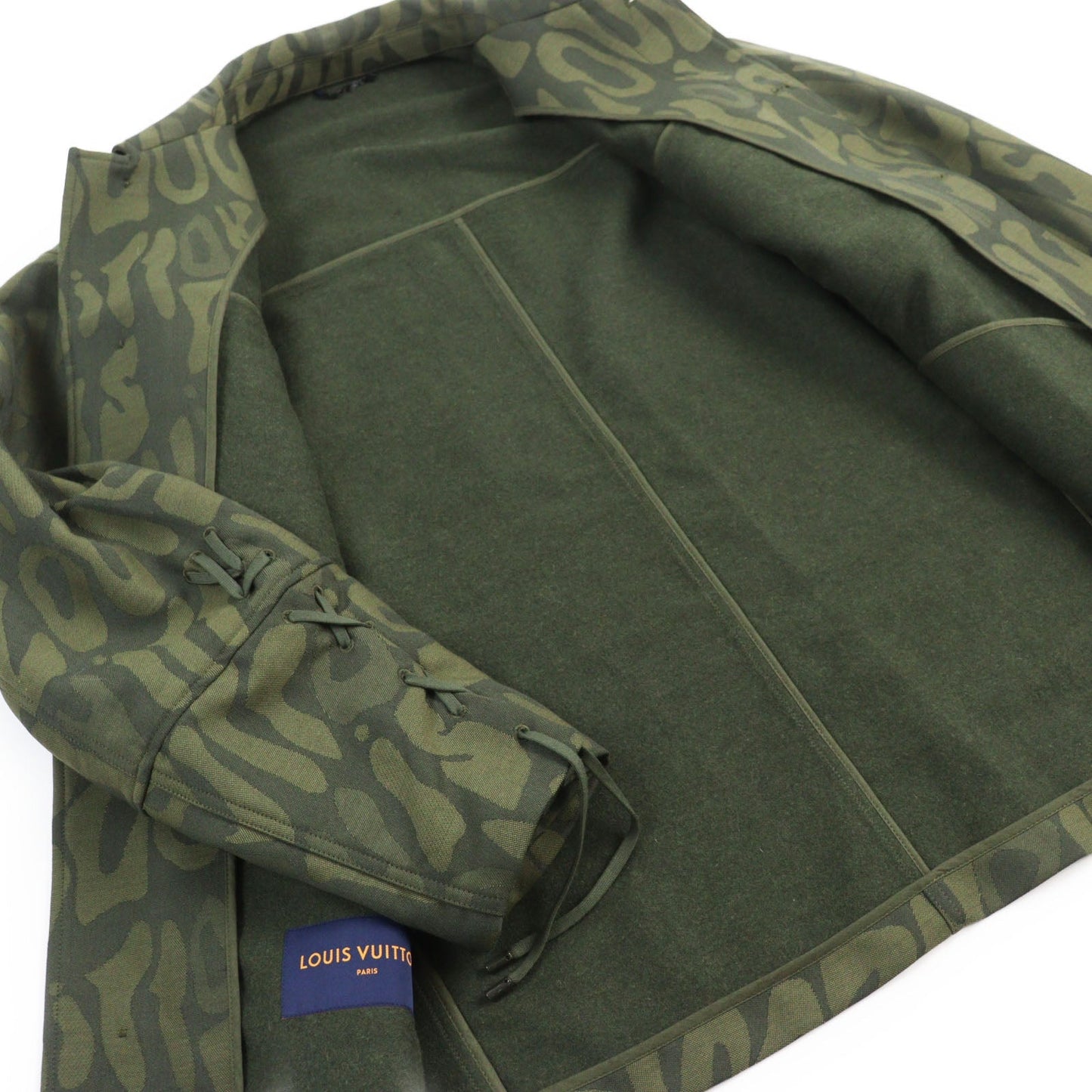 LOUIS VUITTON Long sleeve shirt HOB02E Outer: 90% wool, Outer: 10% nylon, Lining: 100% cotton khaki Jacket camouflage overshirt LV Laced Wool Overshirt mens 50