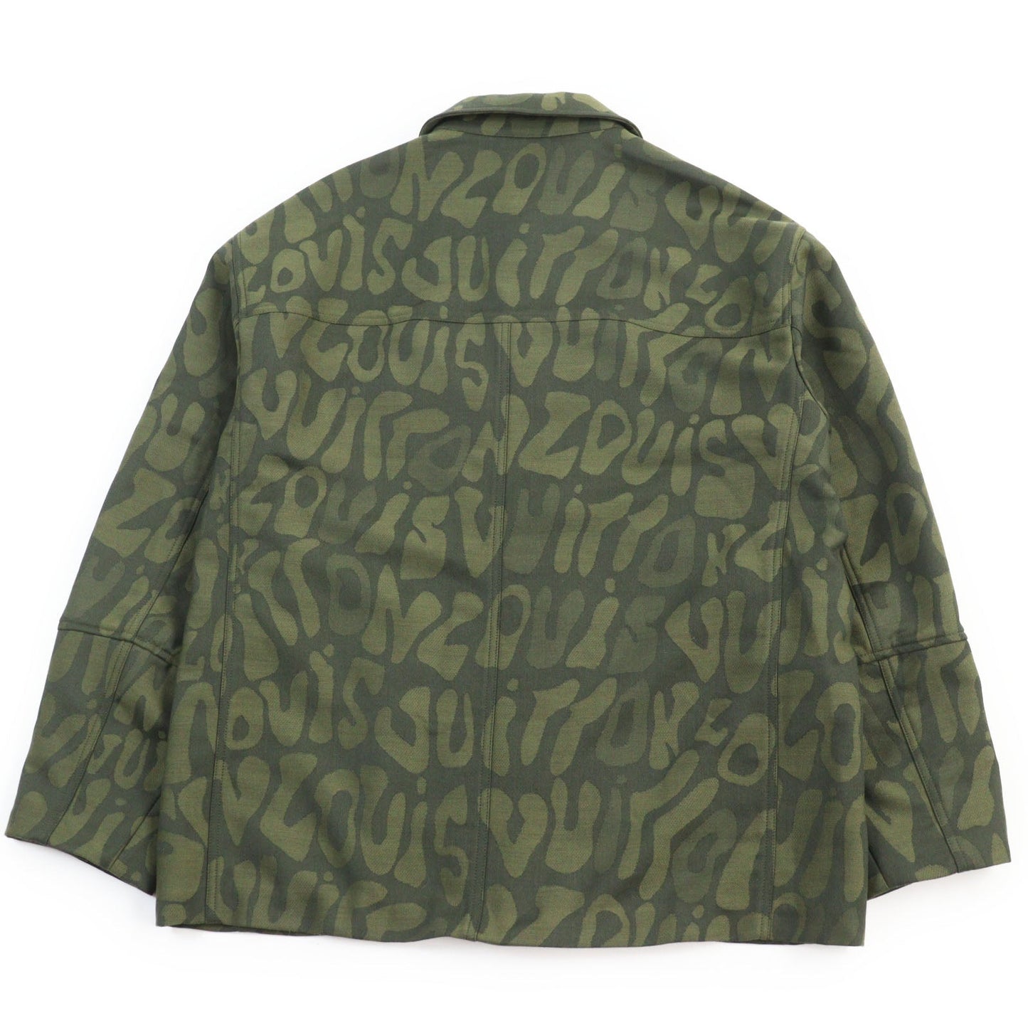 LOUIS VUITTON Long sleeve shirt HOB02E Outer: 90% wool, Outer: 10% nylon, Lining: 100% cotton khaki Jacket camouflage overshirt LV Laced Wool Overshirt mens 50
