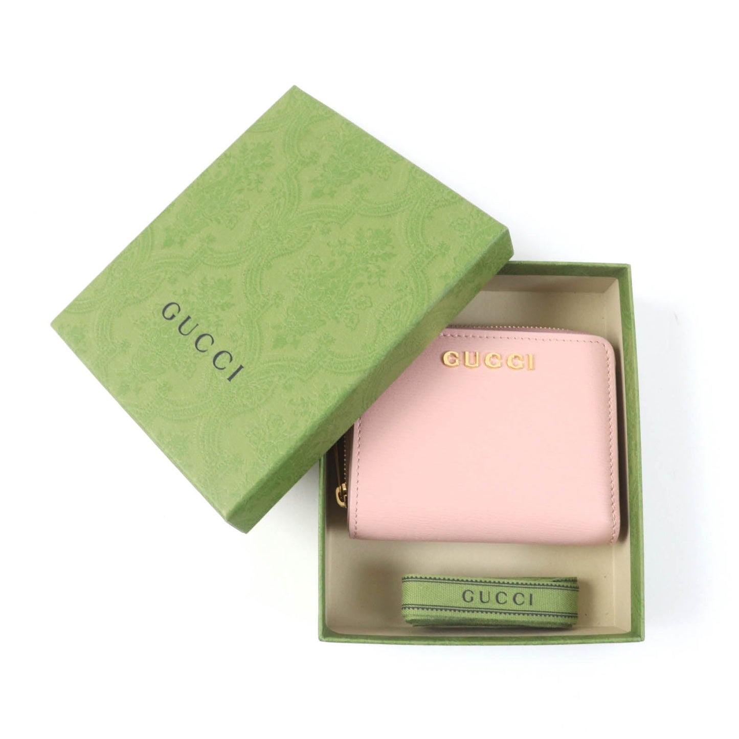 GUCCI Bifold Wallet 772639 Main: Leather Light pink Script Mini Wallet Women