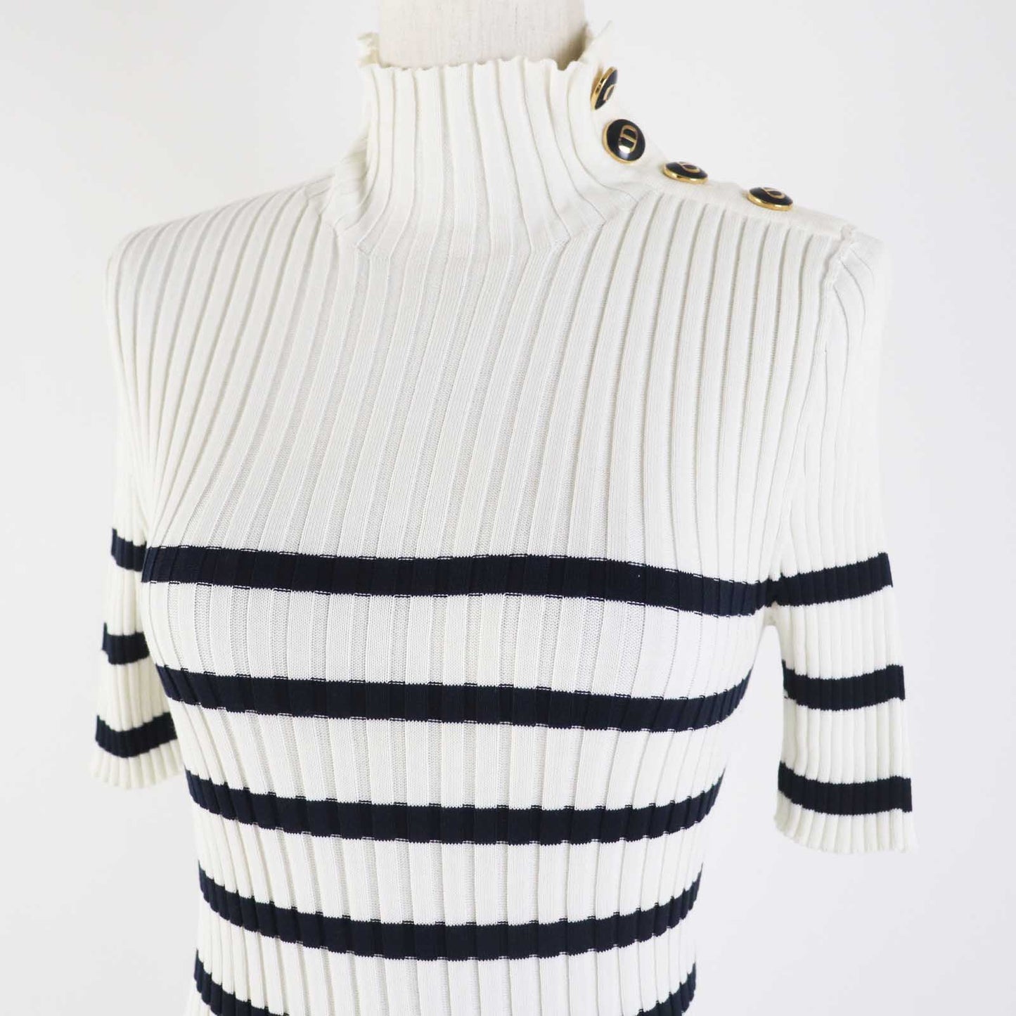 Christian Dior Short sleeve knit 114S48AM725 Main: 100% cotton White black Women 38