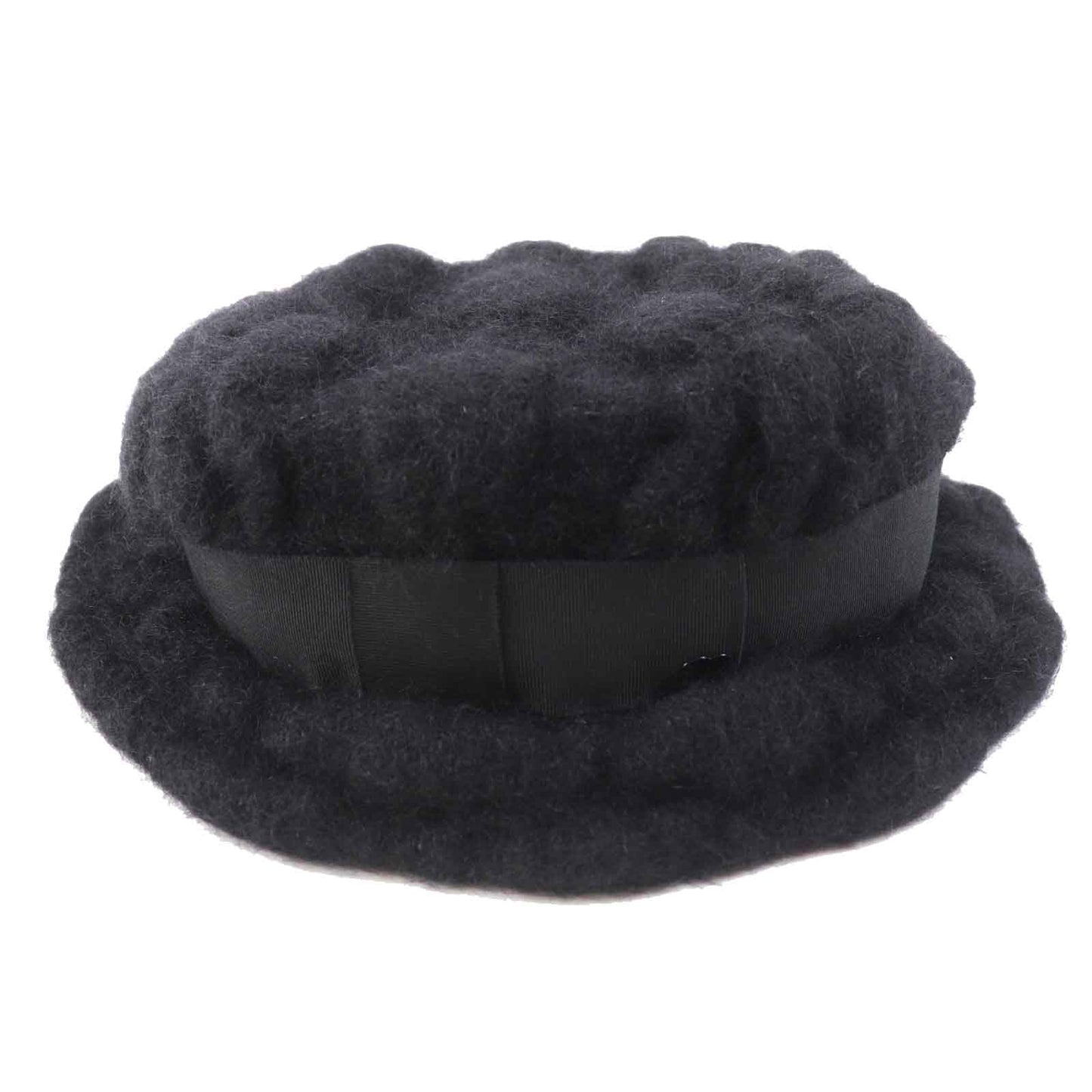 CHANEL hat Outer material: 47% mohair, Outer material: 22% rayon, Outer material: 22% nylon, Outer material: 9% polyurethane, Lining: 100% cotton black Women M