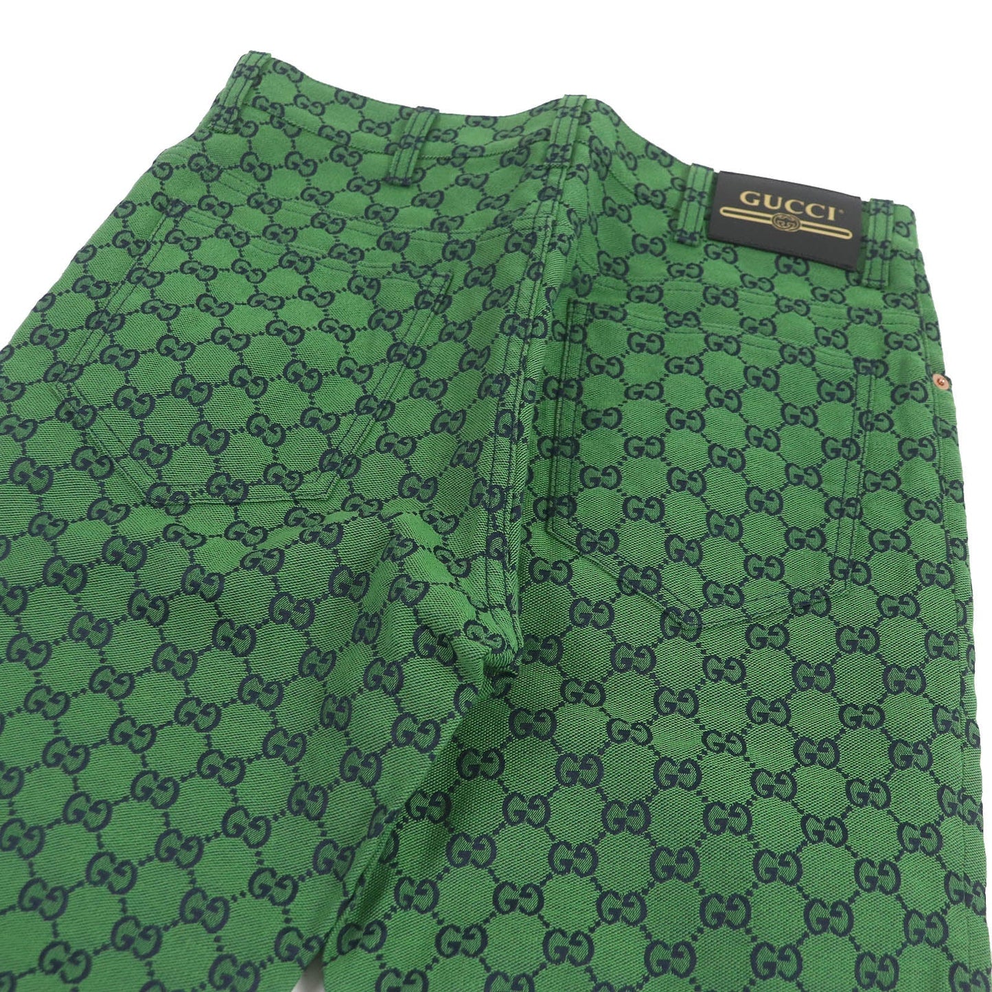 GUCCI Denim pants 623953 Main: 71% cotton, Main: 29% polyurethane, Part: Cowhide green mens 30
