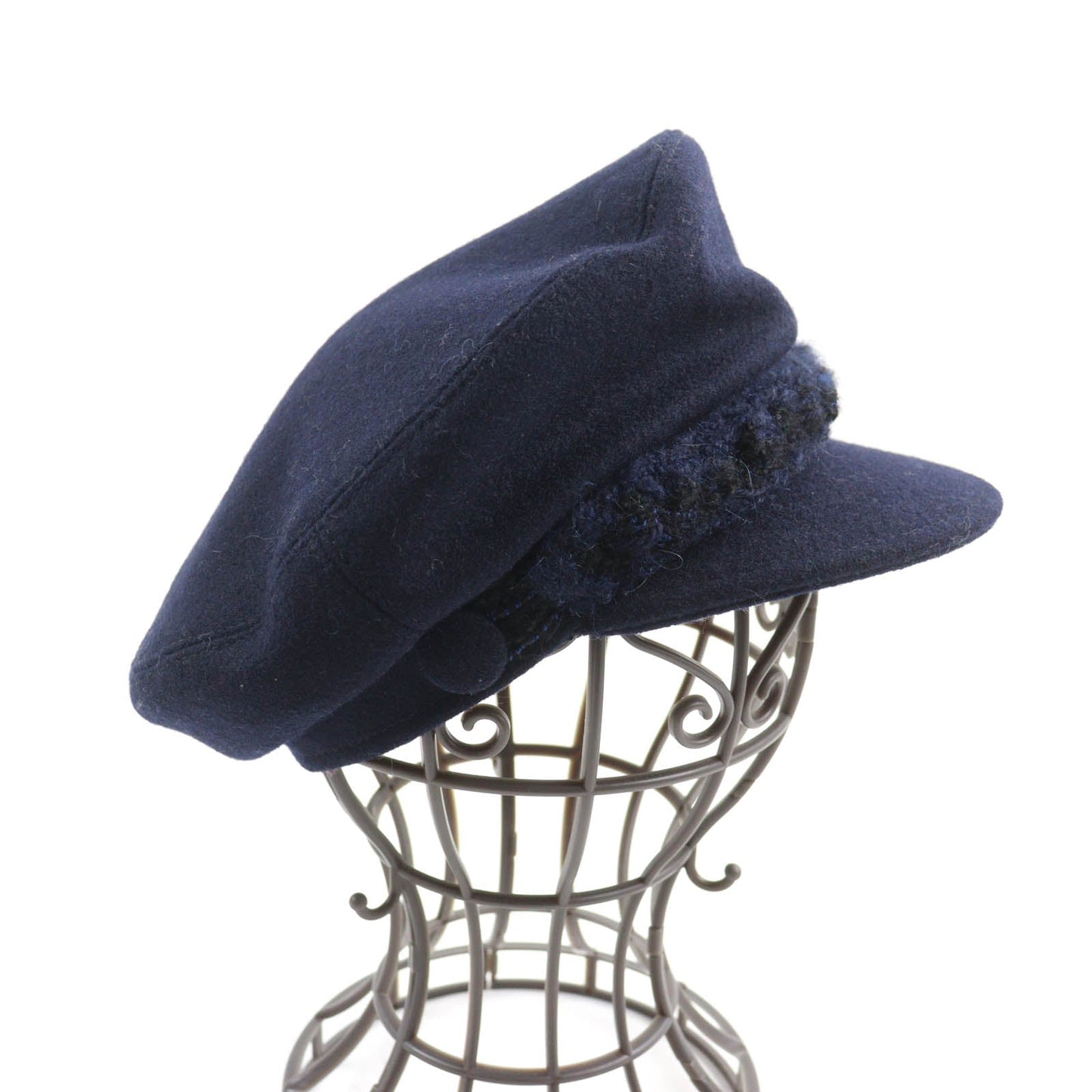 CHANEL Casquette 19V Outer: 100% wool, Lining: 50% cotton, Lining: 27% polyamide (nylon), Lining: 23% polyester, Part: 67% wool Navy Women S