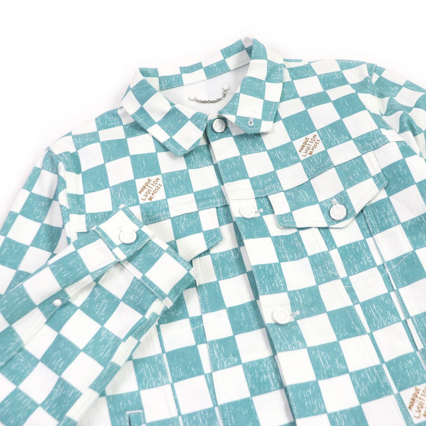LOUIS VUITTON Denim Jacket HLA20W Main: 98% cotton, Main: 2% elastane (polyurethane), Lining: 100% cotton White blue mens 52