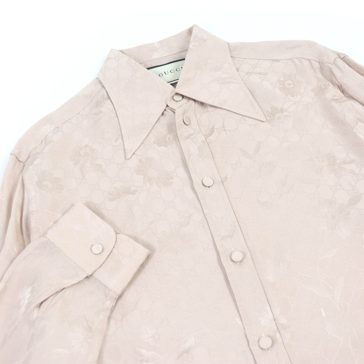 GUCCI Long sleeve shirt 596832 Main: 100% rayon pink DAISIES JACQUARD SHIRT mens 48