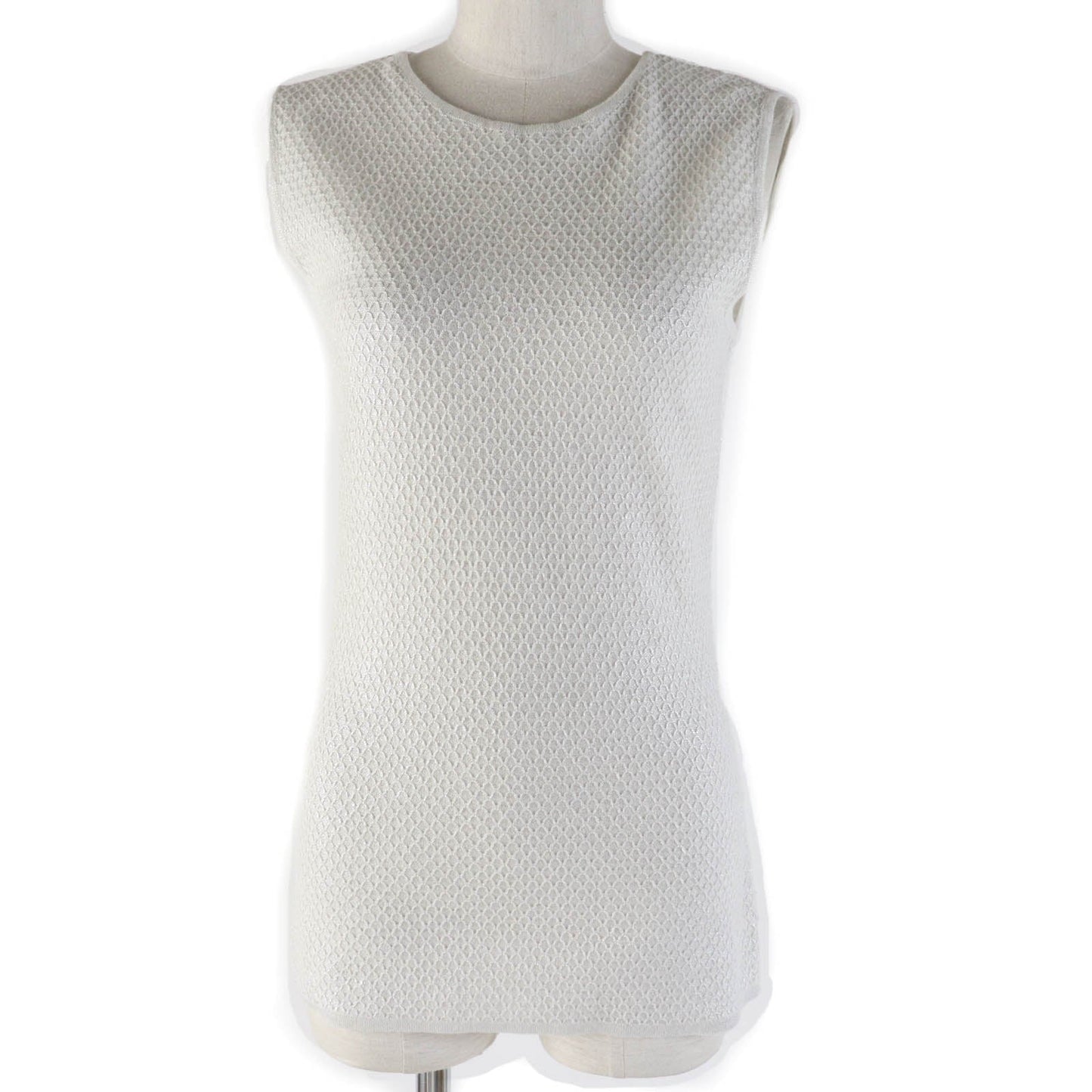 CHANEL knit 09P P35700K02085 Main: 70% cotton, Main: 30% linen Light gray Women 38