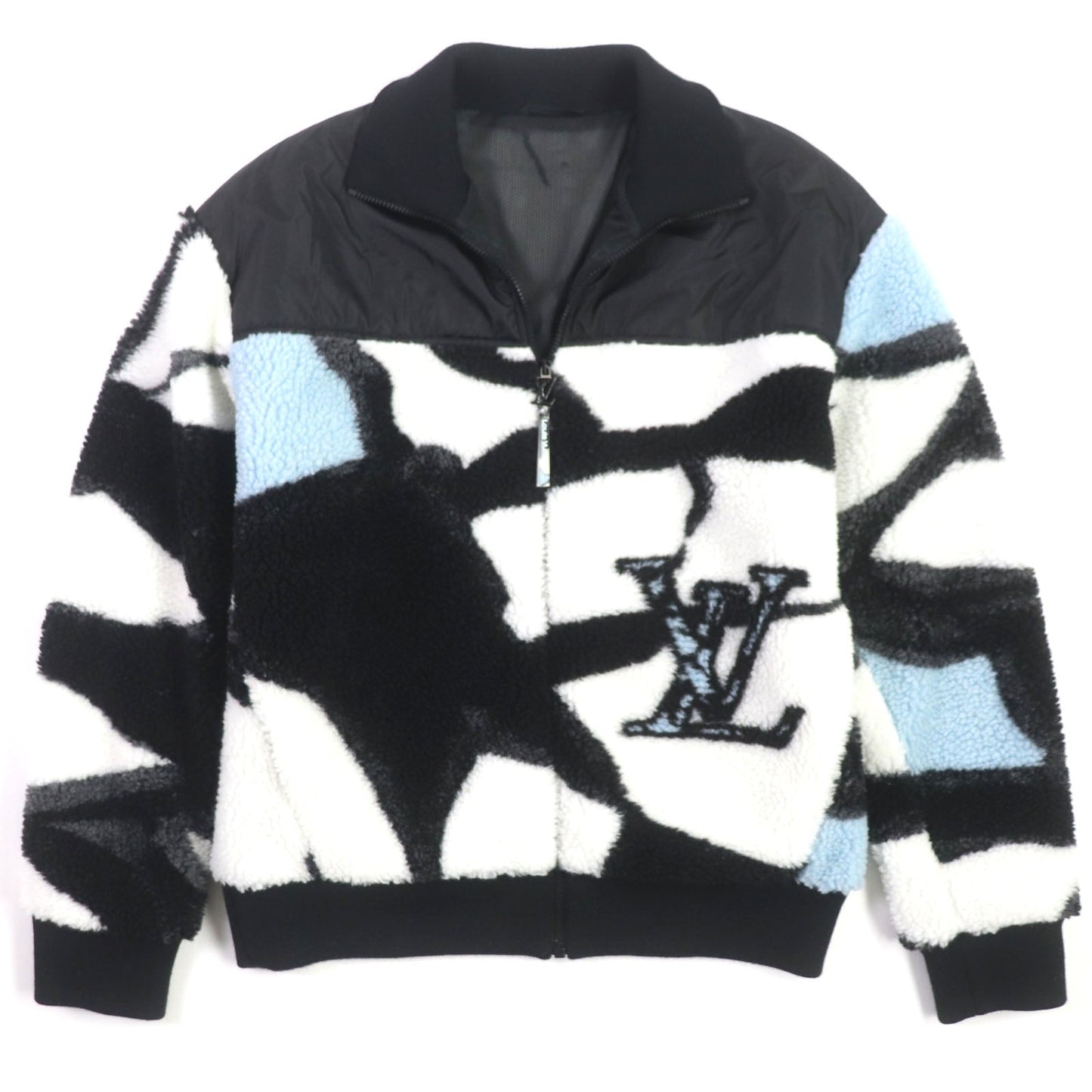 LOUIS VUITTON Nylon jacket HQY18W Outer: 55% polyester, Outer: 45% acrylic, Lining: 85% polyester, Lining: 15% polyurethane, Part: 100% nylon black white light blue mens M