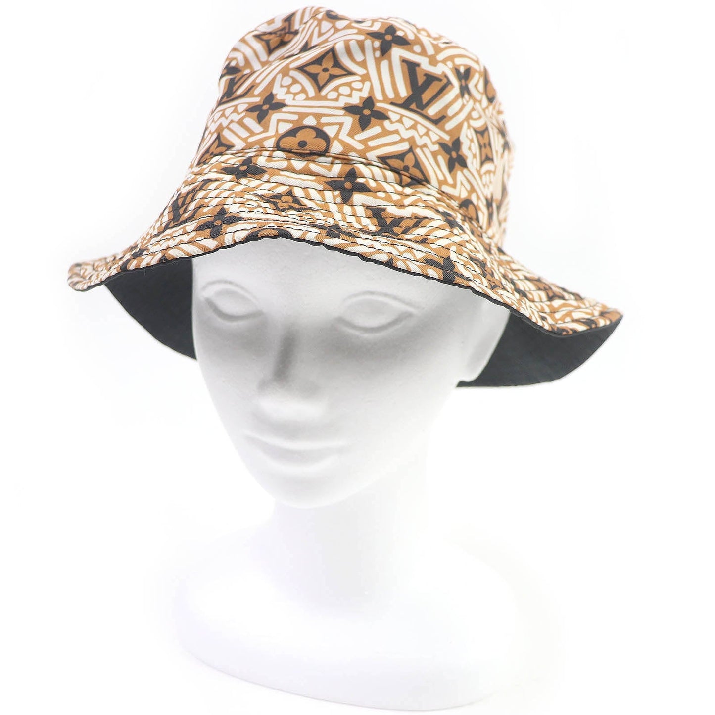 LOUIS VUITTON hat M76534 Outer: 96% nylon, Outer: 4% elastane (polyurethane), Lining: 55% polyester, Lining: 45% silk Brown black mens