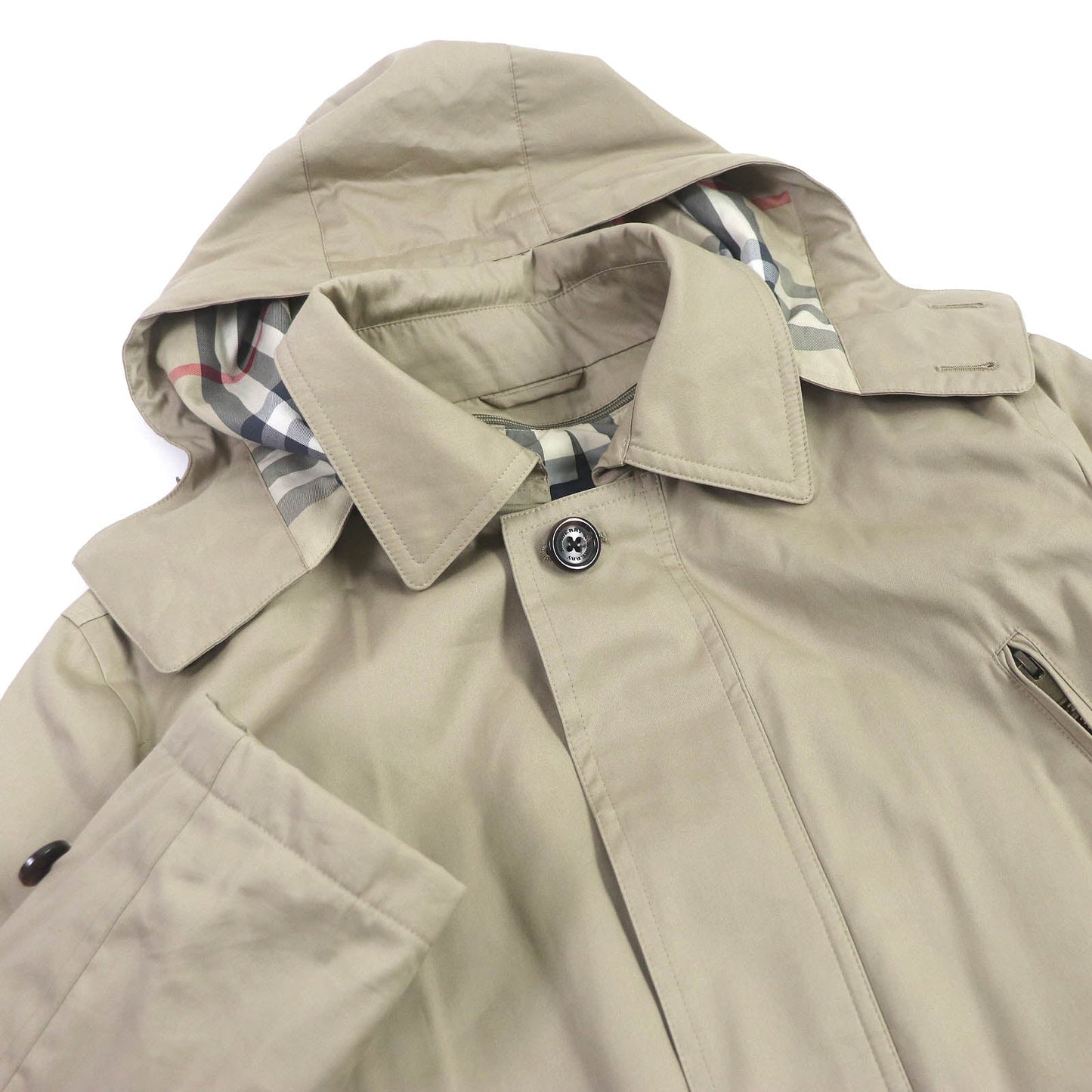 BURBERRY LONDON coat Outer: 75% cotton, Outer: 25% polyester, Lining: polyester, Lining: rayon, Part: 100% cotton light beige mens LL
