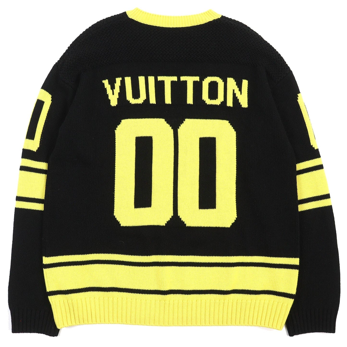 LOUIS VUITTON knit Main: 68% wool, 18% rayon, 9% nylon, 5% cashmere Black yellow Amen Break LV Intarsia Football mens XL