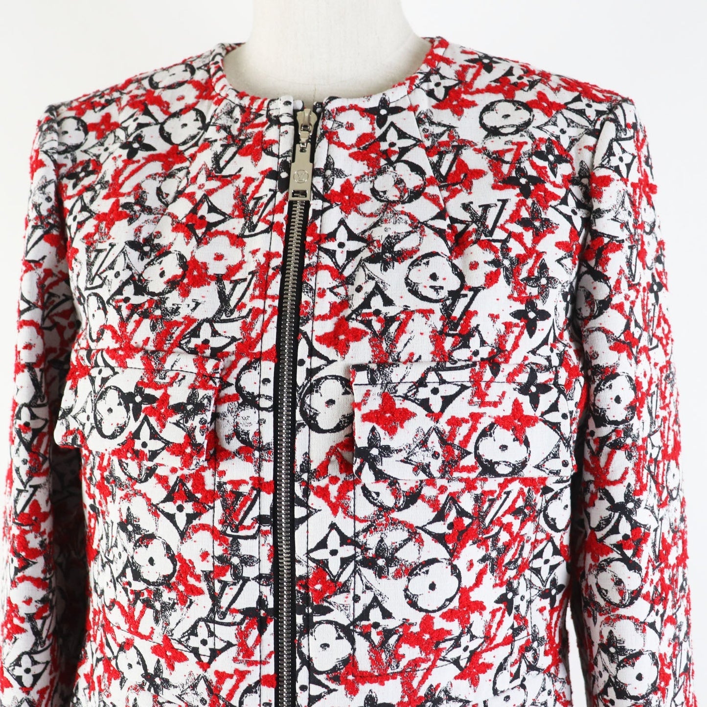 LOUIS VUITTON coat Main: 52% cotton, Main: 43% rayon, Main: 5% nylon, Lining: 50% rayon, Outer: 50% cupra Red White Black Women 38