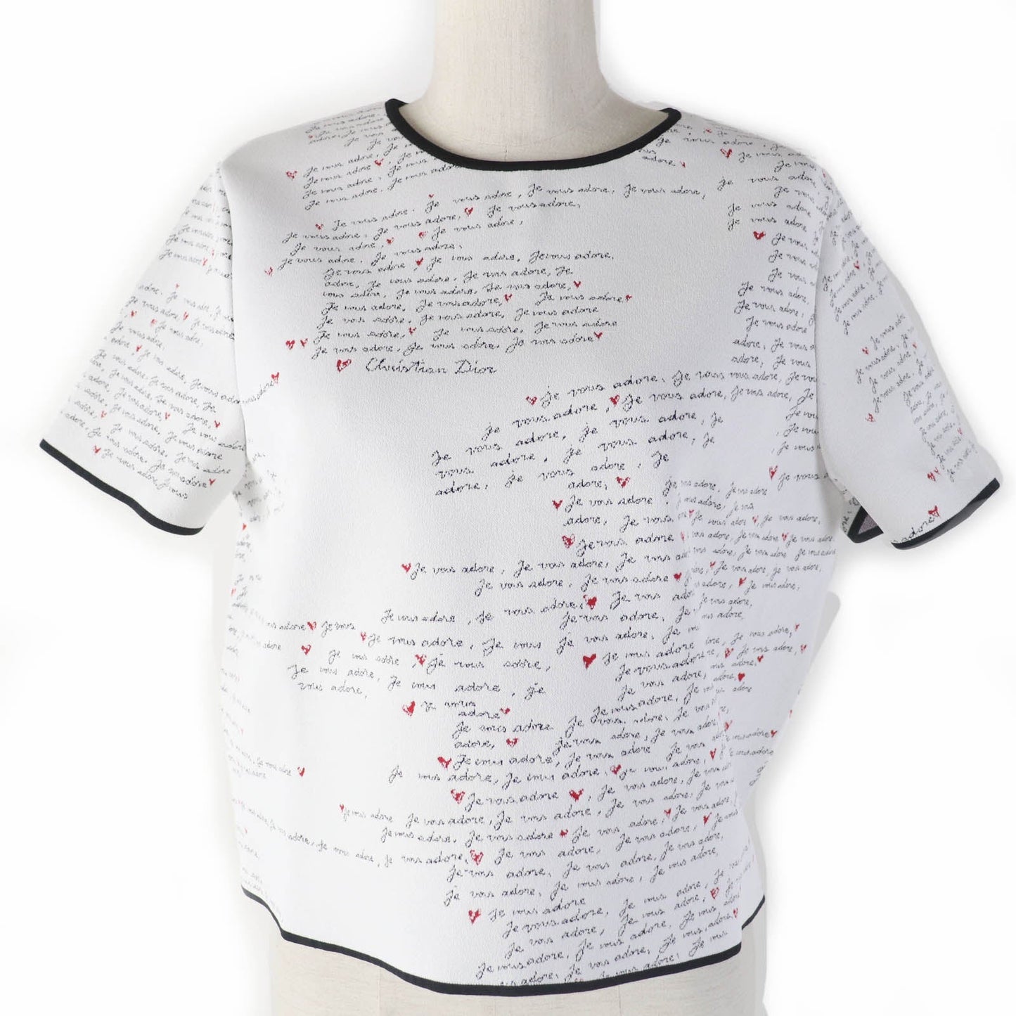 Christian Dior Short sleeve knit 454S36AM552 Main: 57% rayon, 29% nylon, 12% polyester, 2% polyurethane White type Je Vous Adore Technical Women 42