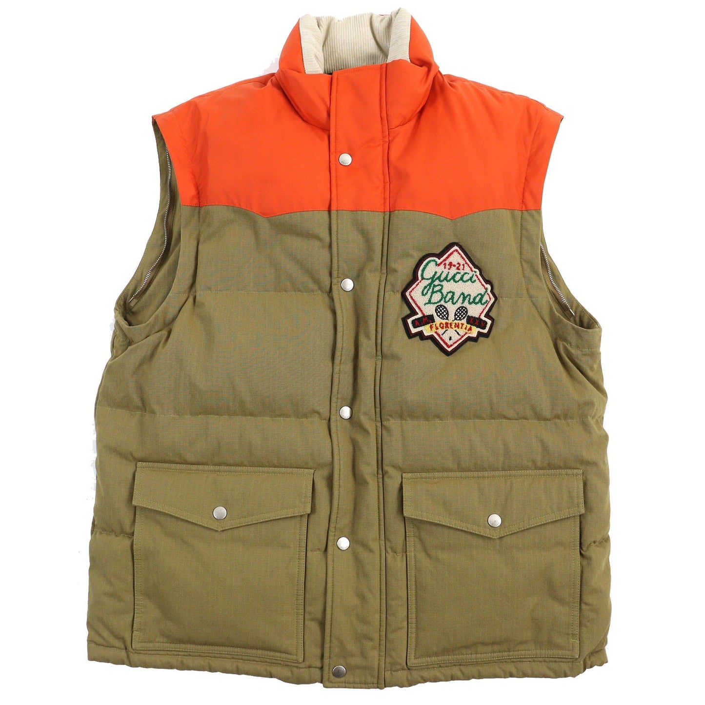 GUCCI Down vest 641311 Outer: 70% cotton, Outer: 30% nylon, Part: 100% cotton, Part: 39% polyester, Part: 31% wool, Filling: 100% polyester Camel Orange mens 46