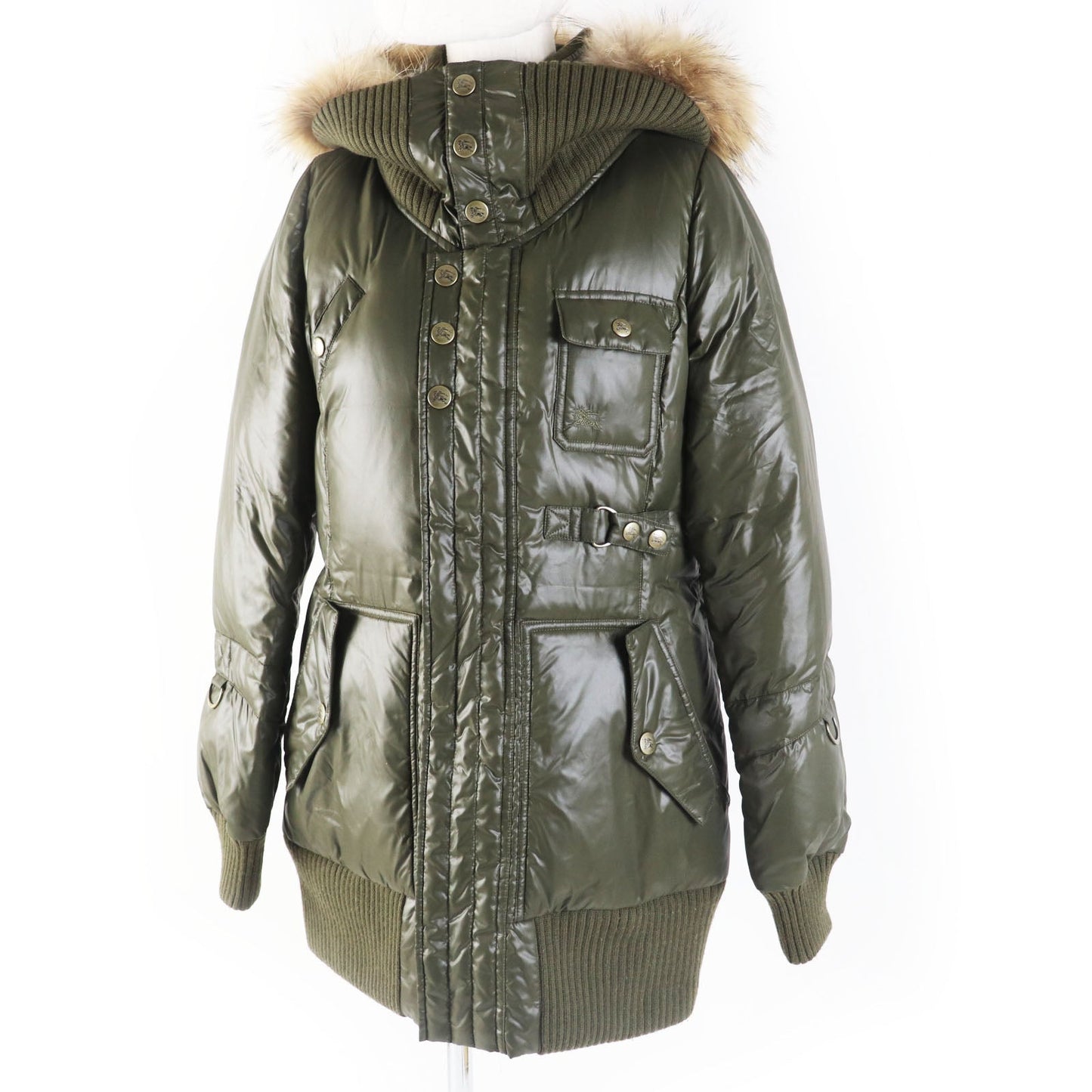 BURBERRY BLUE LABEL Down jacket FCF14-532-72 Outer: 100% nylon, Filling: 80% down, Filling: 20% feather, Lining: nylon, Lining: polyester khaki Women 40