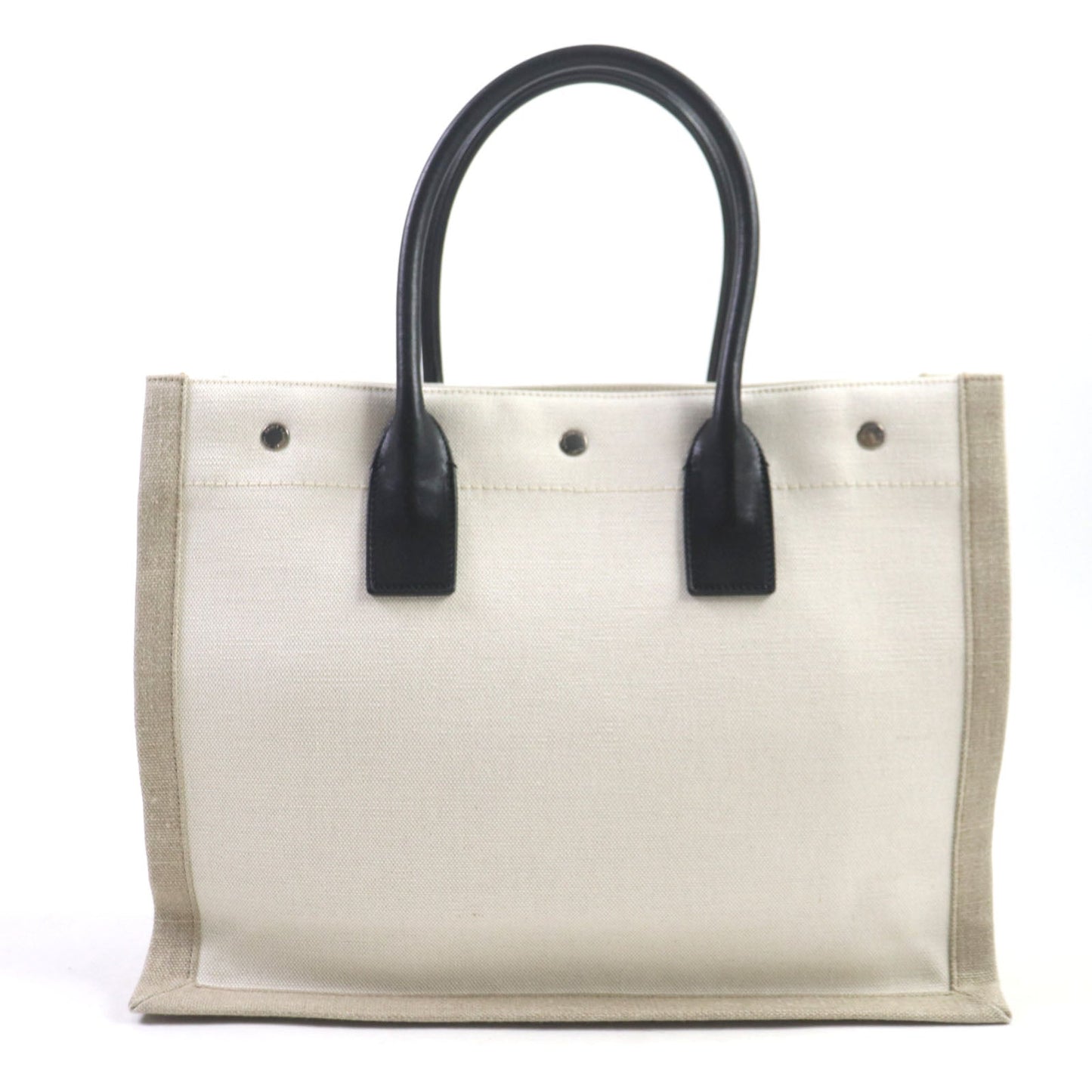 SAINT LAURENT PARIS Tote Bag 617481 Main: Canvas, Part: Leather Beige black RIVE GRIVE GAUHE mens