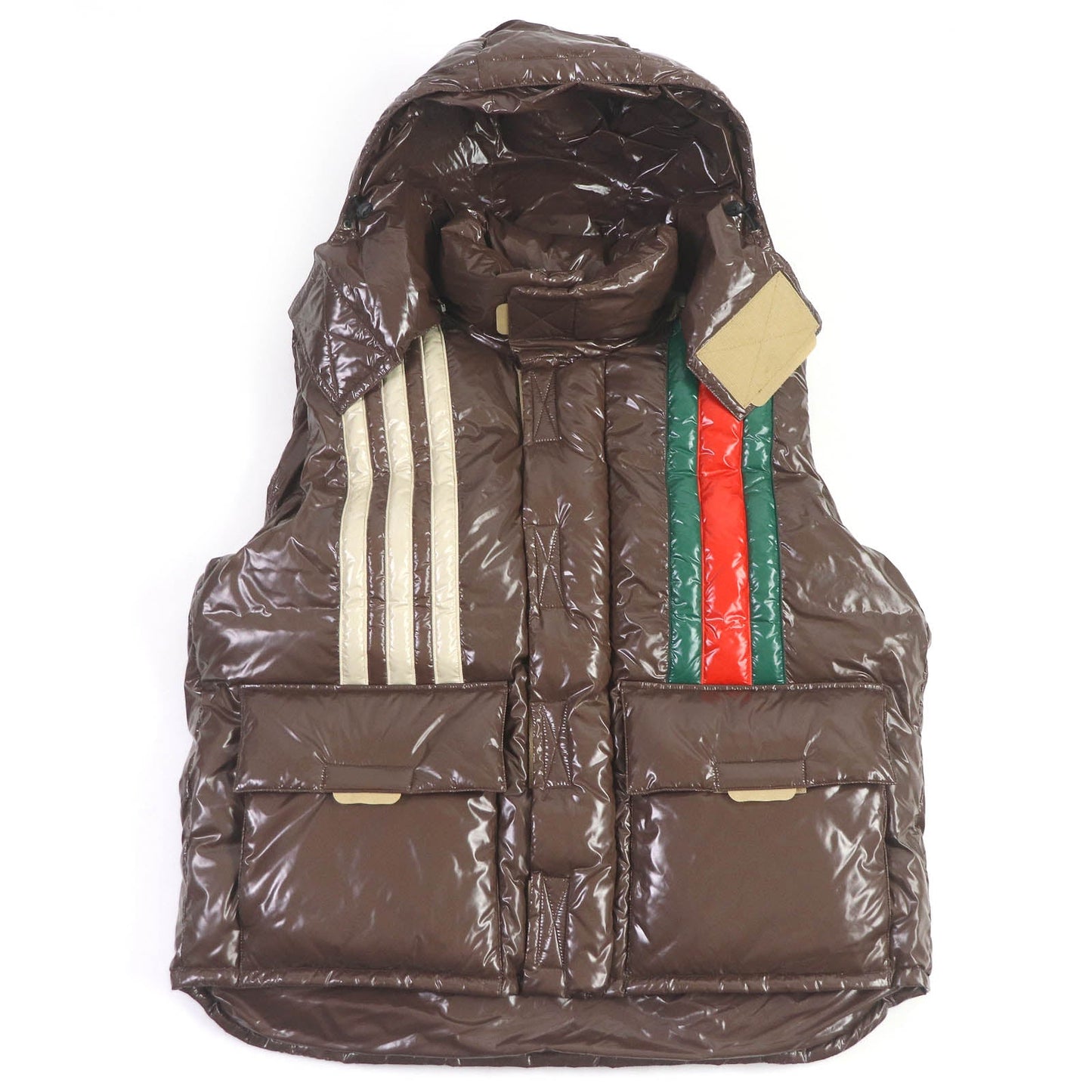 GUCCI Down vest 713715 Main: 100% nylon, Filling: 90% down, Filling: 10% feather, Partial: 100% polyester Brown mens 44