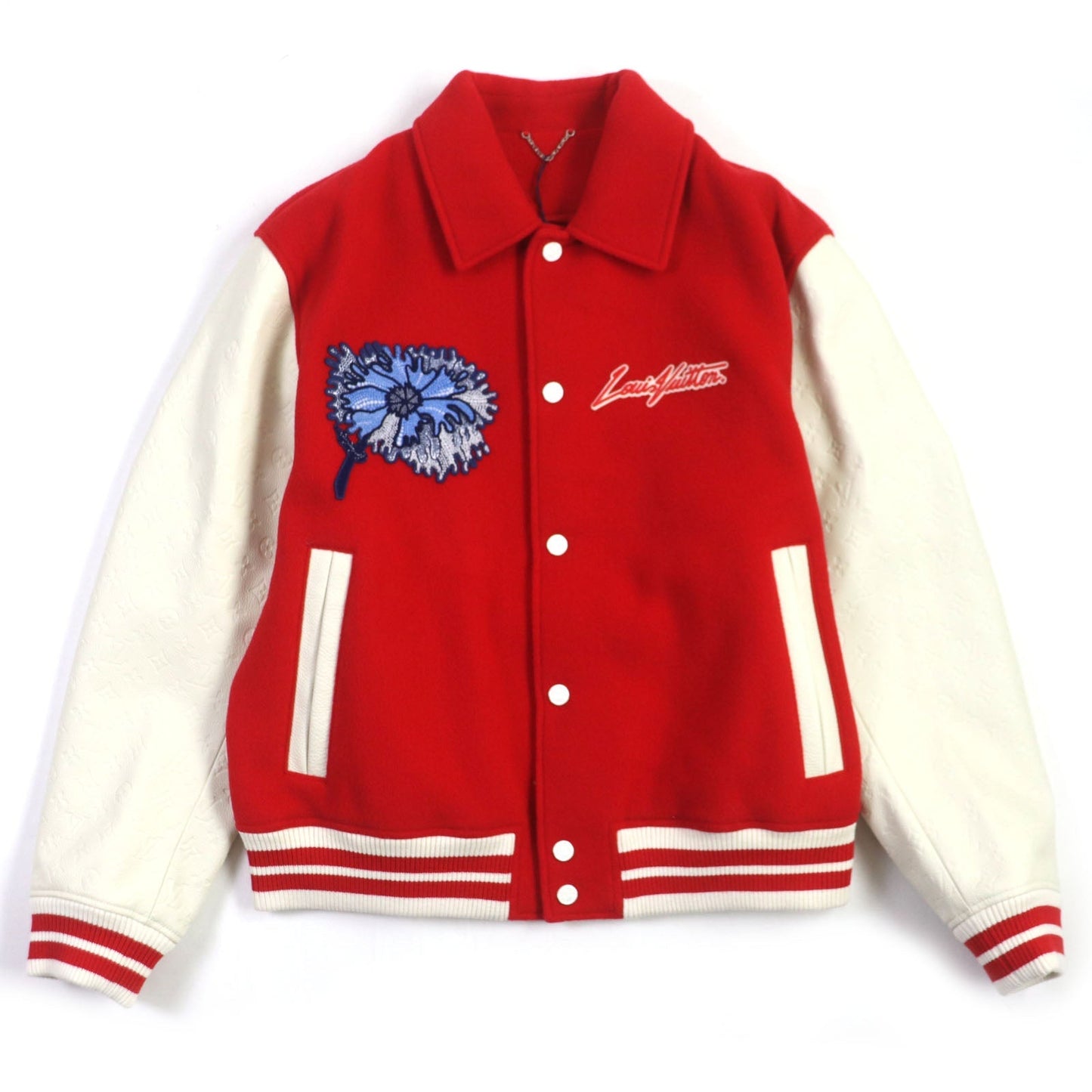 LOUIS VUITTON Jacket HOL31E Main: Cowhide, Main: 100% wool, Lining: 72% cupra, 28% cotton Red white mens 58