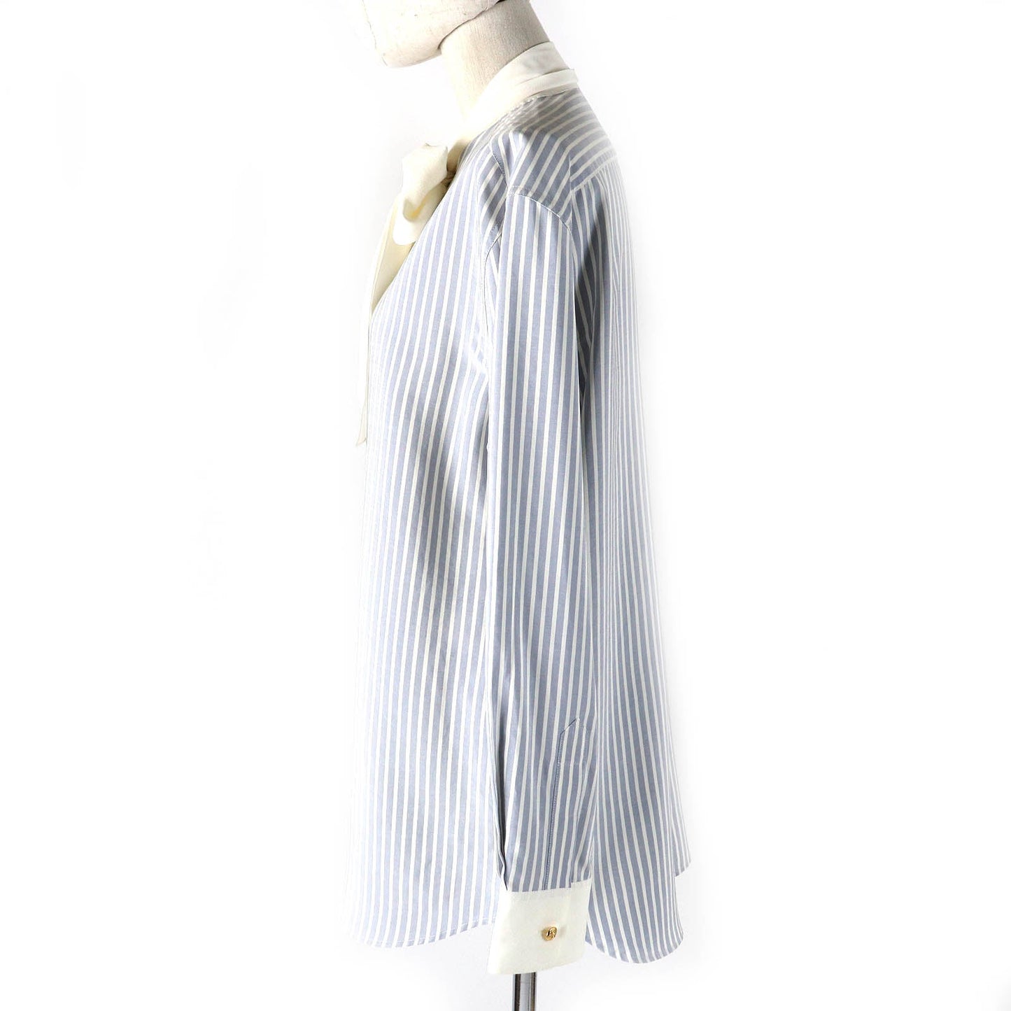 CELINE Long sleeve shirt 2C904562T Outer: 100% silk, Main: 69% acetate, Main: 31% silk Blue white Women 38