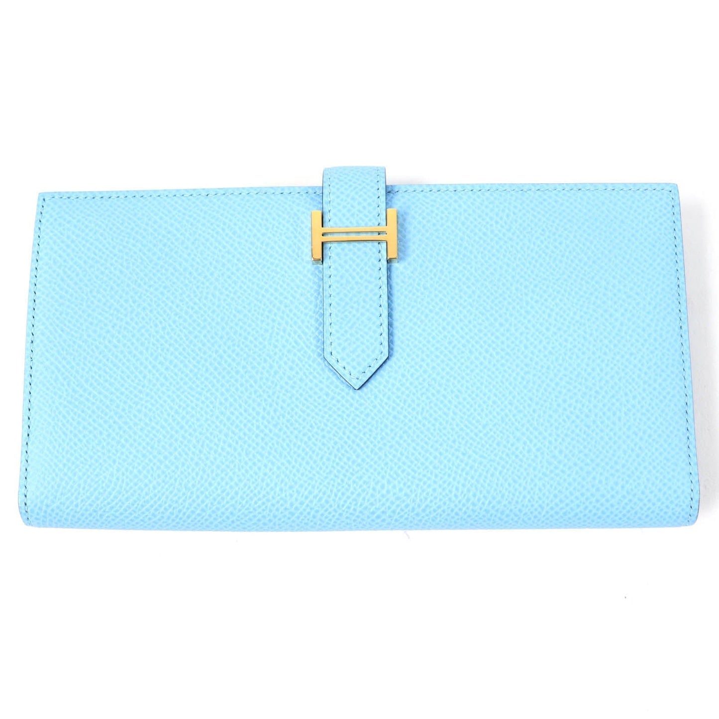 HERMES Long Wallet Purse Epsom Celeste Veil Jade Beansufla