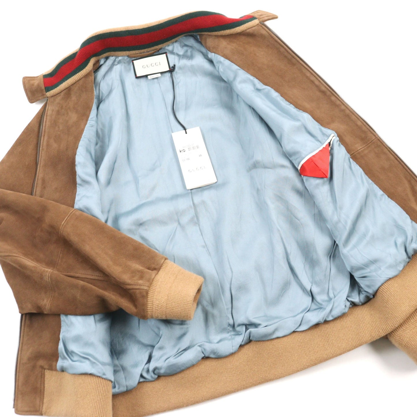 GUCCI Blouson 573544 Outer: goat leather, part: 94% wool, part: 5% nylon, part: 1% polyurethane, lining: 100% rayon Brown mens 46