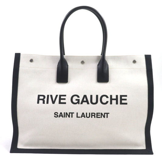 SAINT LAURENT PARIS Tote Bag 509415 Main: Canvas, Main: Leather Beige black Rive Gauche mens