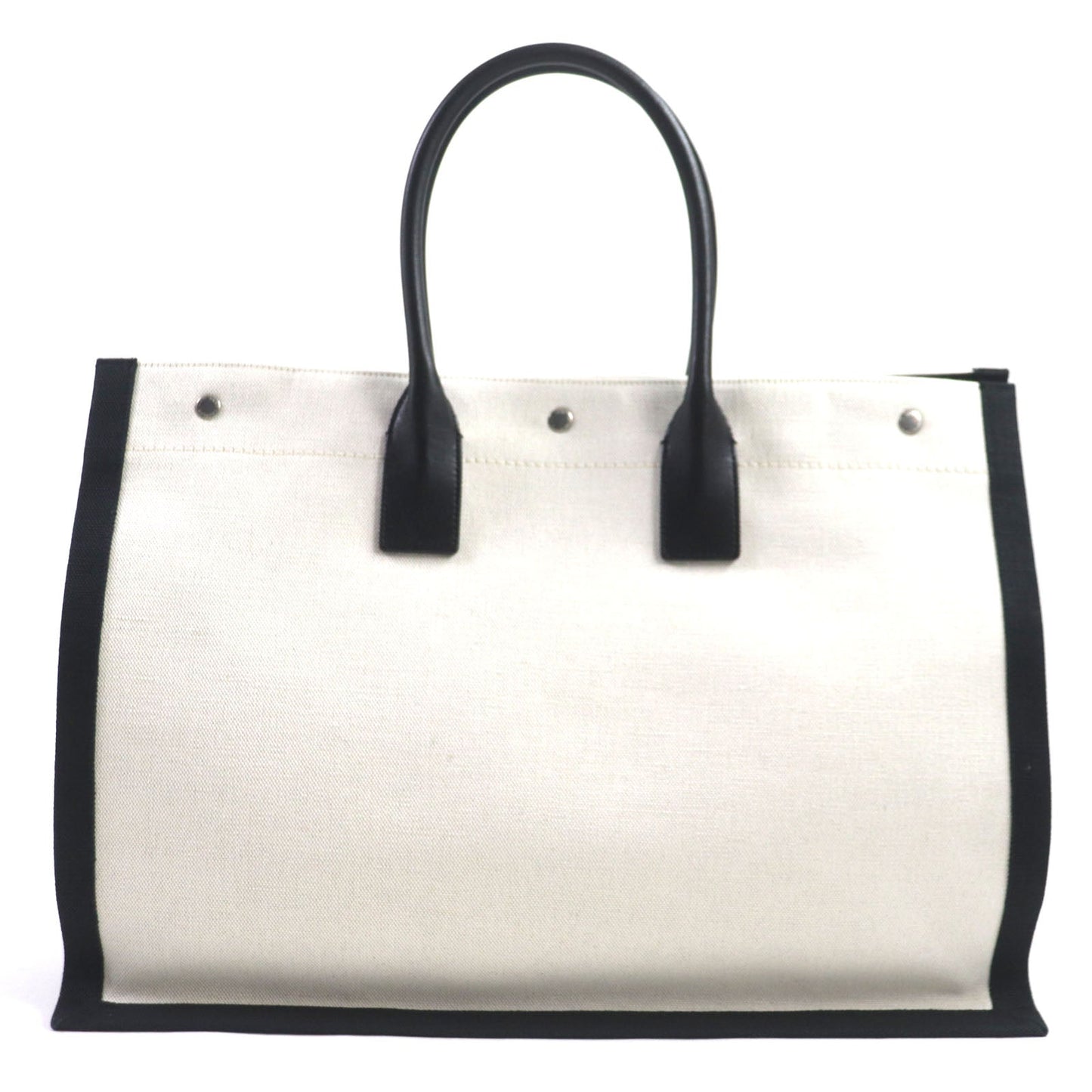 SAINT LAURENT PARIS Tote Bag 509415 Main: Canvas, Main: Leather Beige black Rive Gauche mens
