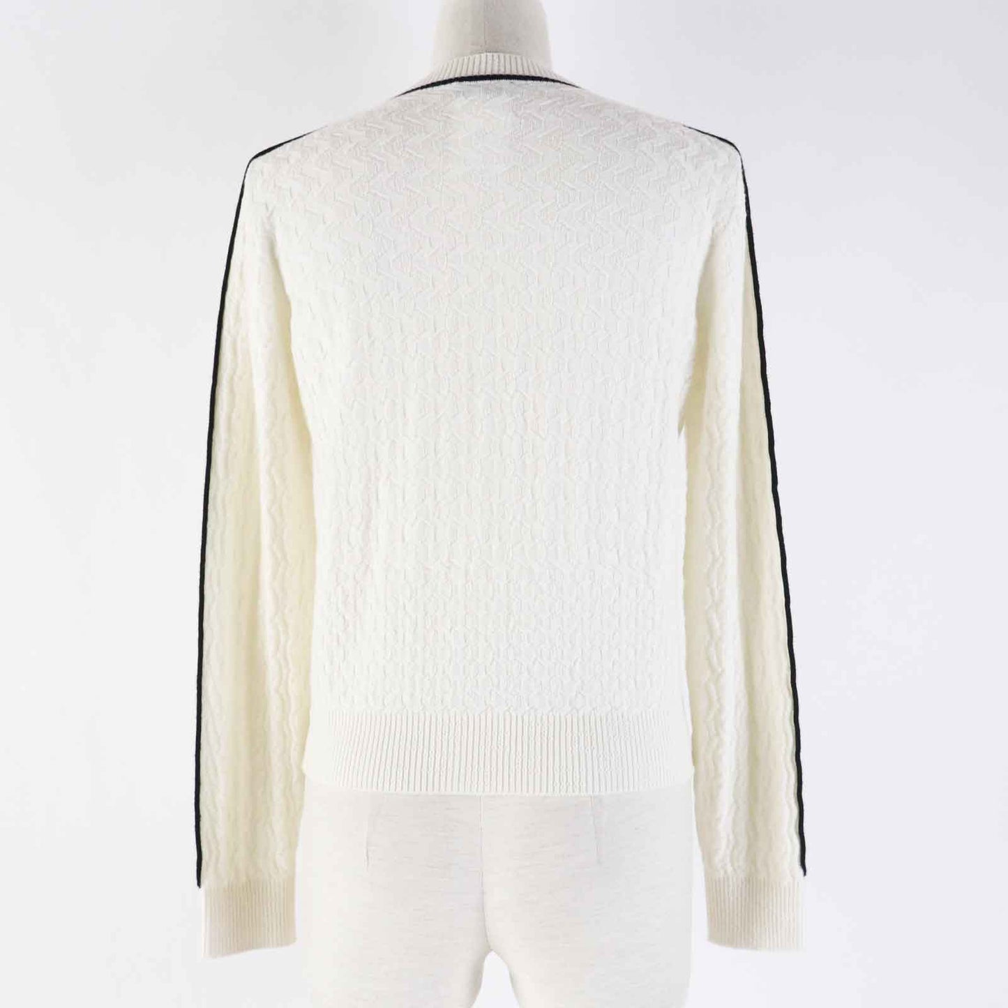 CHANEL cardigan P75662 Outer material: 95% cashmere, Outer material: 5% polyester White x black Women 36