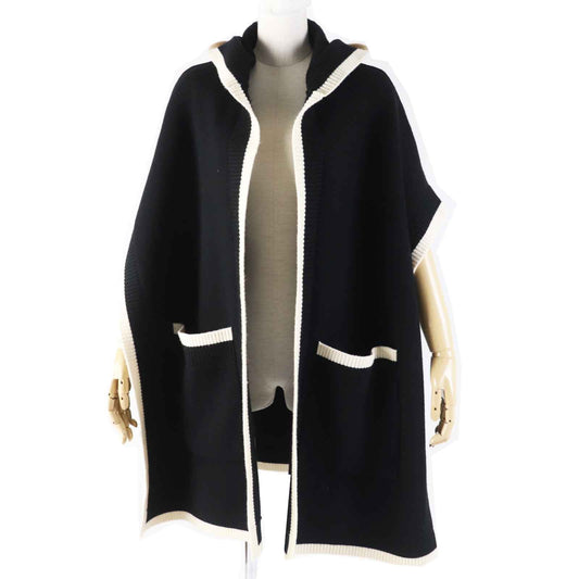 BURBERRY poncho 8031544 Outer material: 70% wool, Outer material: 28% cashmere, Outer material: 1% polyamide (nylon) Black White Women ONE SIZE