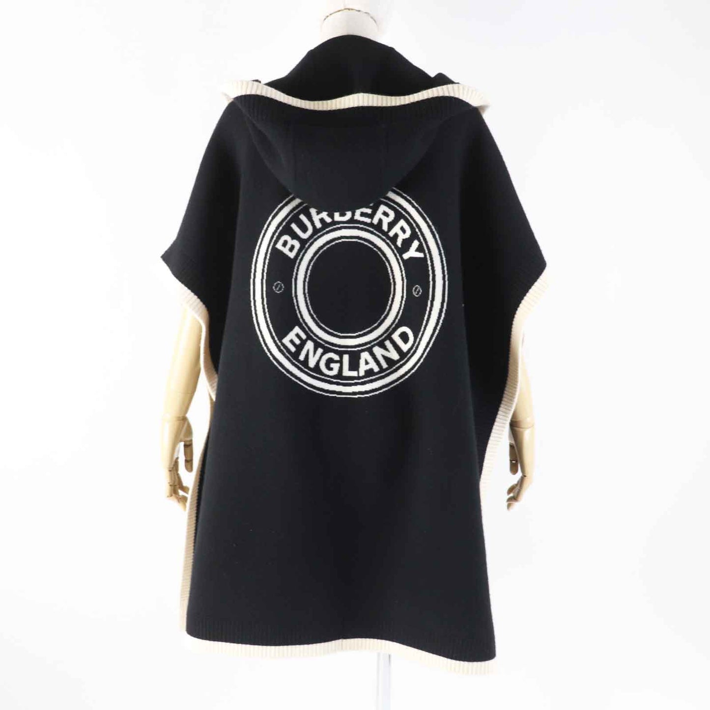 BURBERRY poncho 8031544 Outer material: 70% wool, Outer material: 28% cashmere, Outer material: 1% polyamide (nylon) Black White Women ONE SIZE