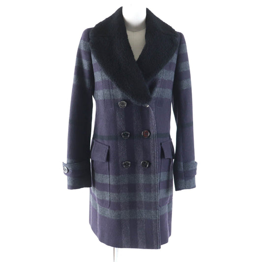 BURBERRY LONDON coat Outer: 84% wool, Outer: 16% polyester, Lining: Cupra, Fur: Mouton Purple gray Women 38