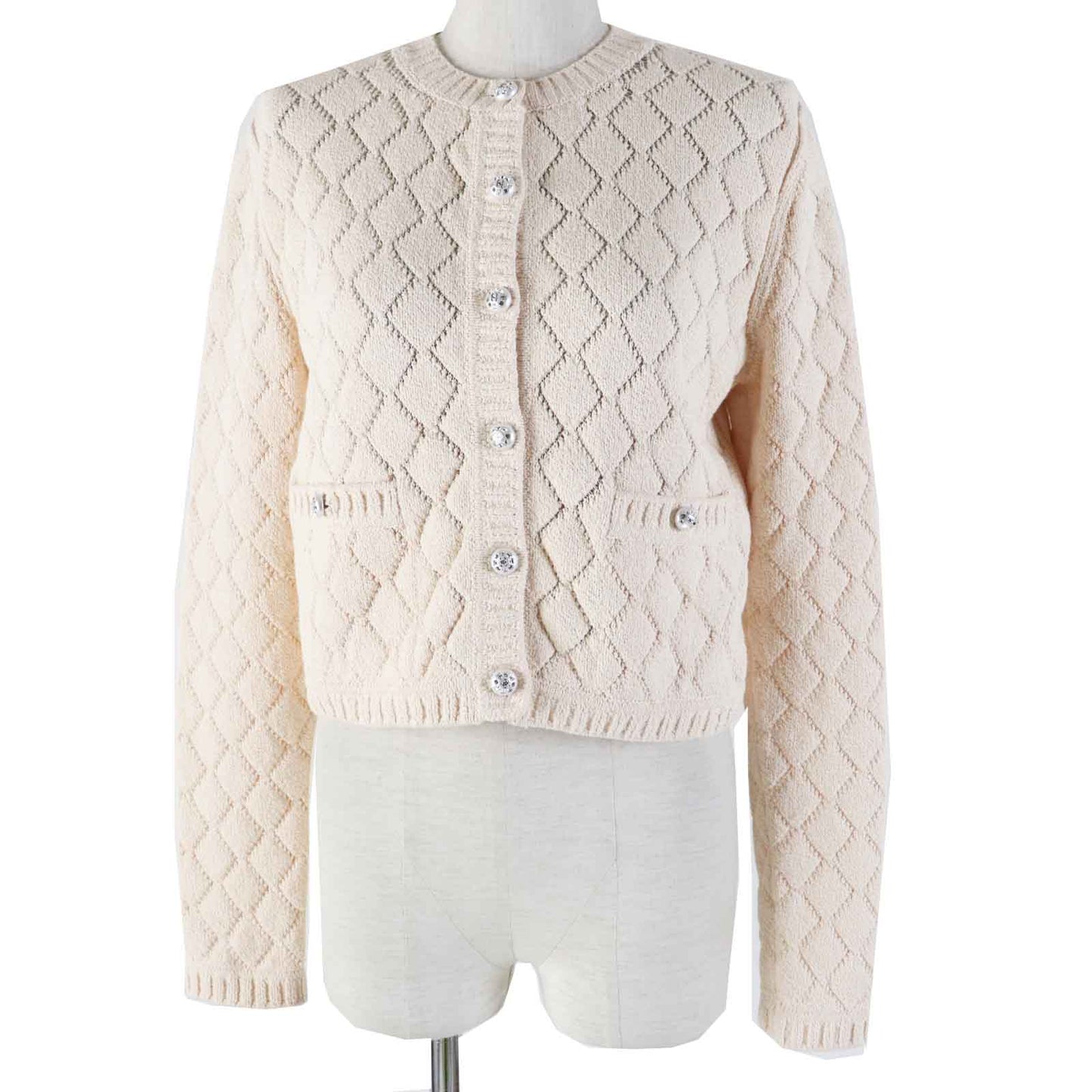 CHANEL cardigan 23S P74515 Outer: 86% cotton, Outer: 14% polyamide, Part: 78% cotton, Part: 21% polyamide, Part: 1% polyurethane Light orange Women 36