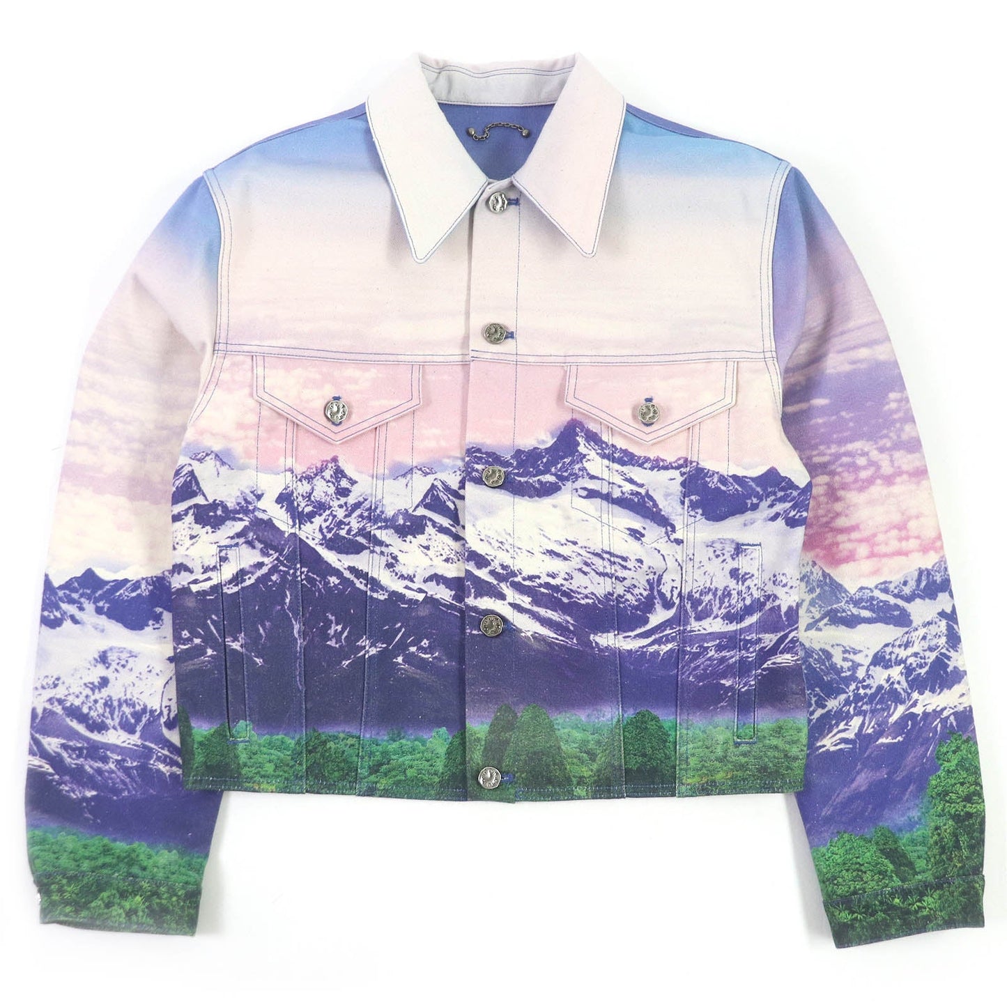 LOUIS VUITTON Denim Jacket 1A9T10 Main: 100% cotton, part: cowhide multicolor landscape mens 48