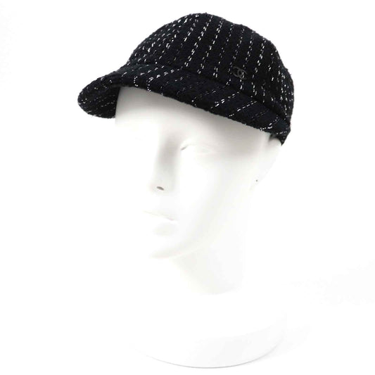 Chanel 23P Tweed Casquette Hat Black Silver M Classic Flap Tote