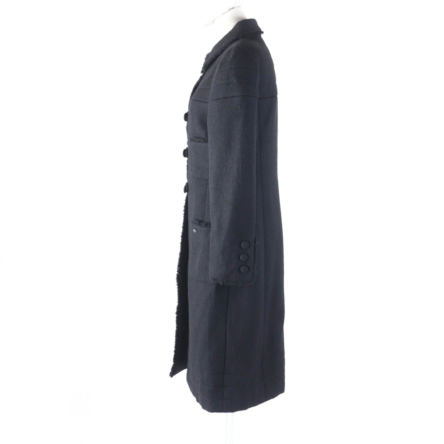 Chanel Wool Silk Logo Coat Black 36 Classic Flap Tote