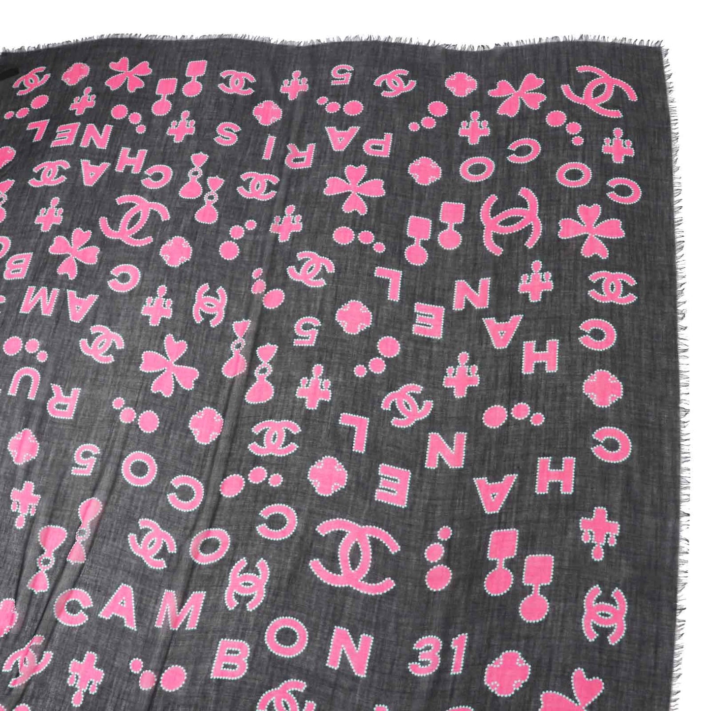 CHANEL scarf Main: 80% cashmere, Main: 20% silk Black pink Women