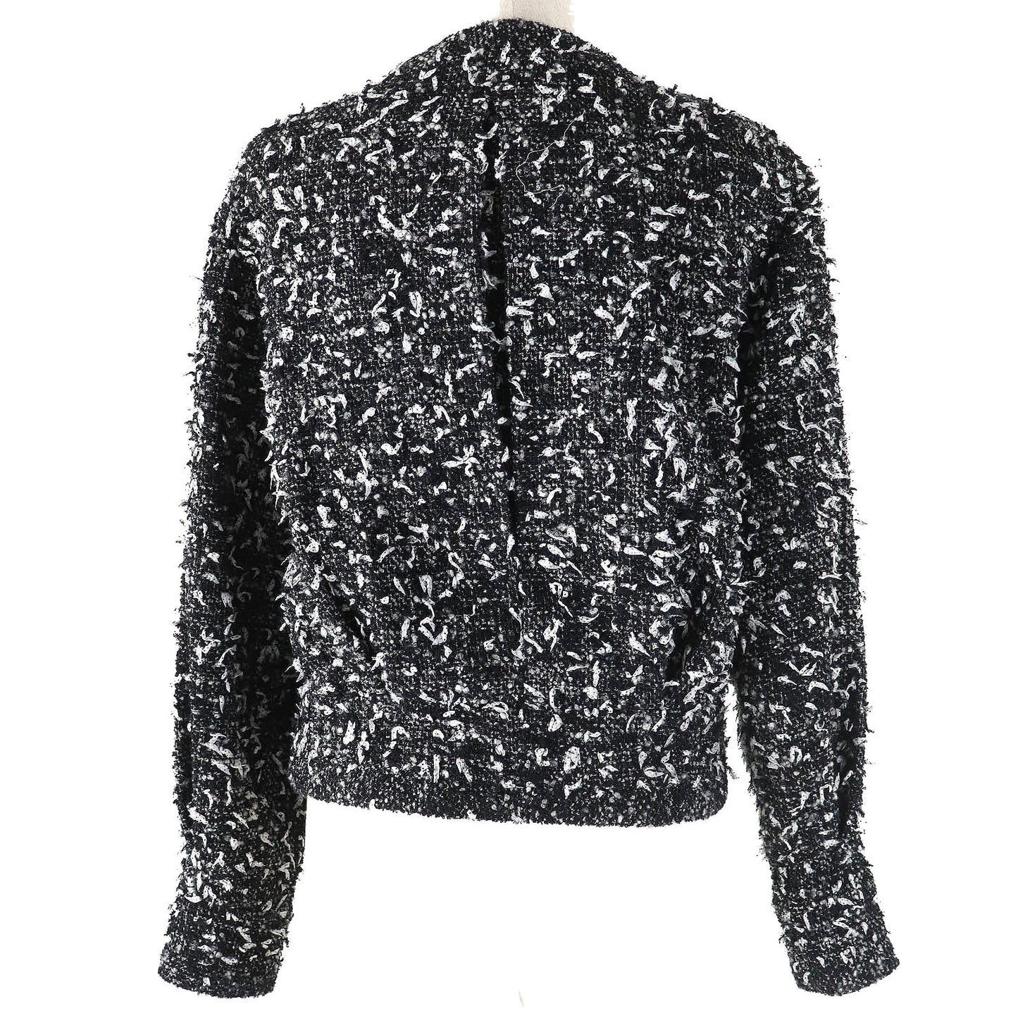Chanel Wool Nylon Tweed No Collar Zip Jacket 34 Classic Flap Tote